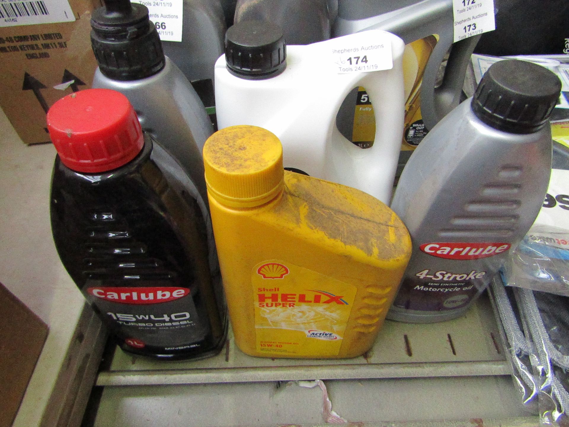 6x Bottles of Varioous engine oil ranging from 4 stroke to 15-40, all new