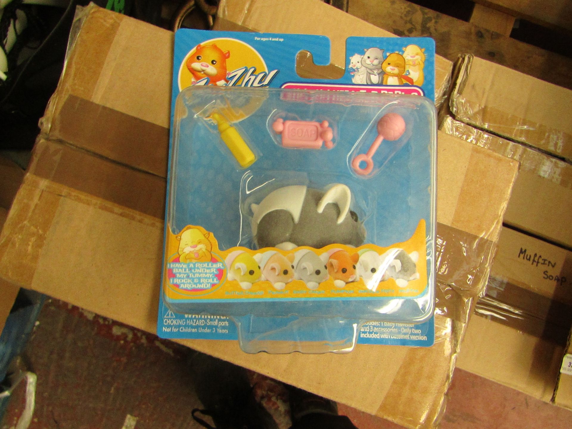 Box of 8 Zhu Zhu Hamster Babies. Includes Baby Hamster & 3 accessories. New & Packaged. Ideal