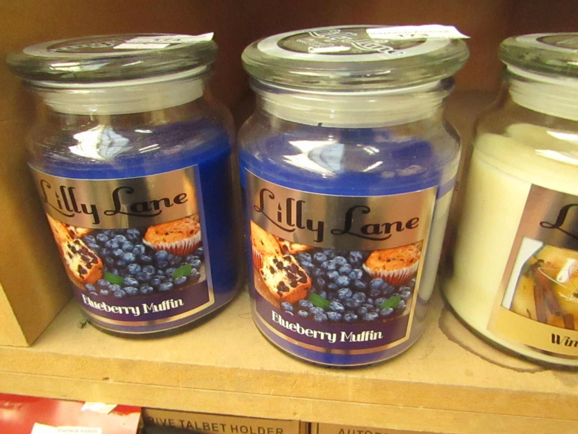 Lilly Lane Scented Candle. 18oz each. Blueberry Muffin Scent. New