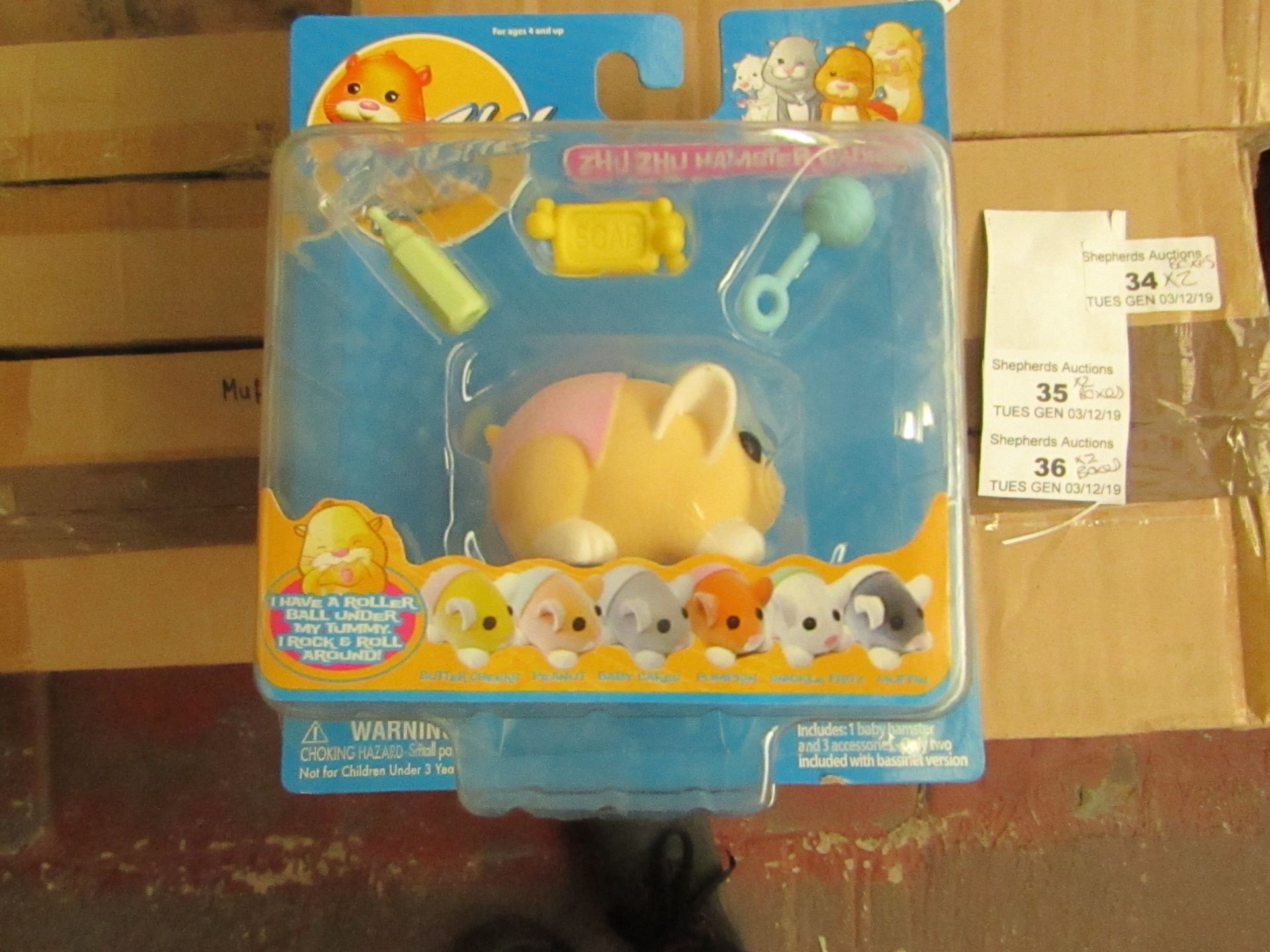 Box of 8 Zhu Zhu Hamster Babies. Includes Baby Hamster & 3 accessories. New & Packaged. Ideal