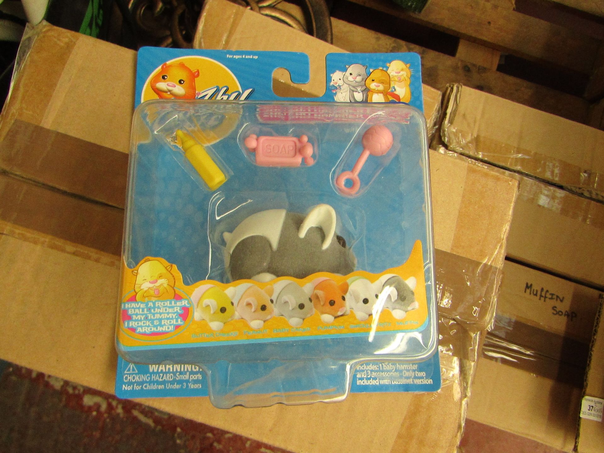 Box of 8 Zhu Zhu Hamster Babies. Includes Baby Hamster & 3 accessories. New & Packaged. Ideal