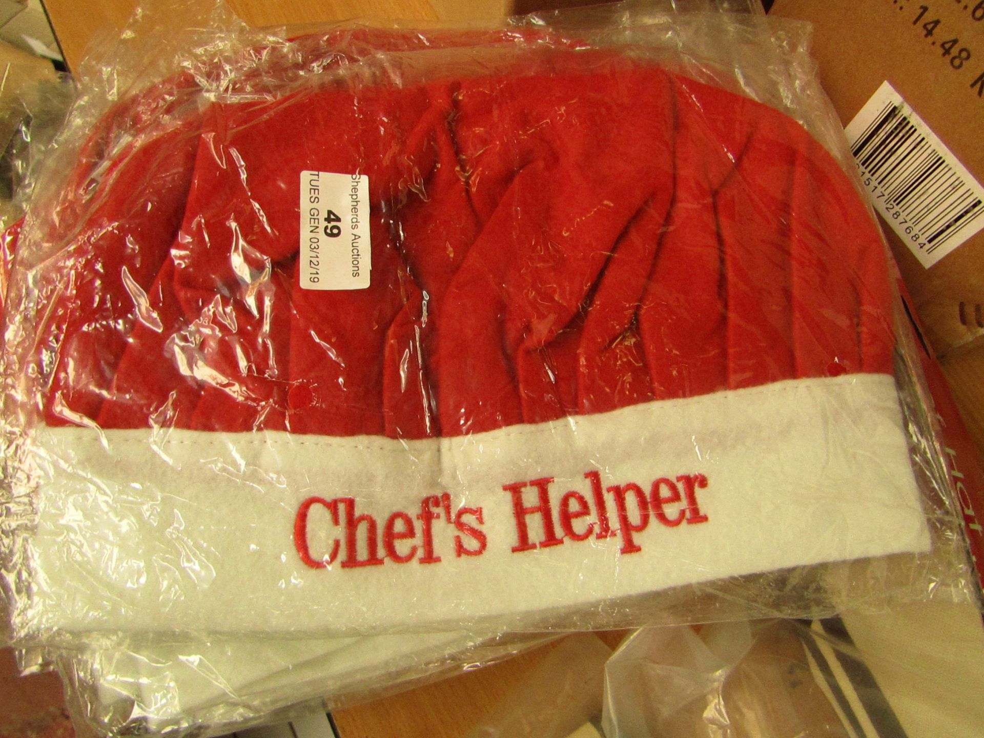 10 x Kids 'Chefs Helper' Christmas Hats. New & packaged
