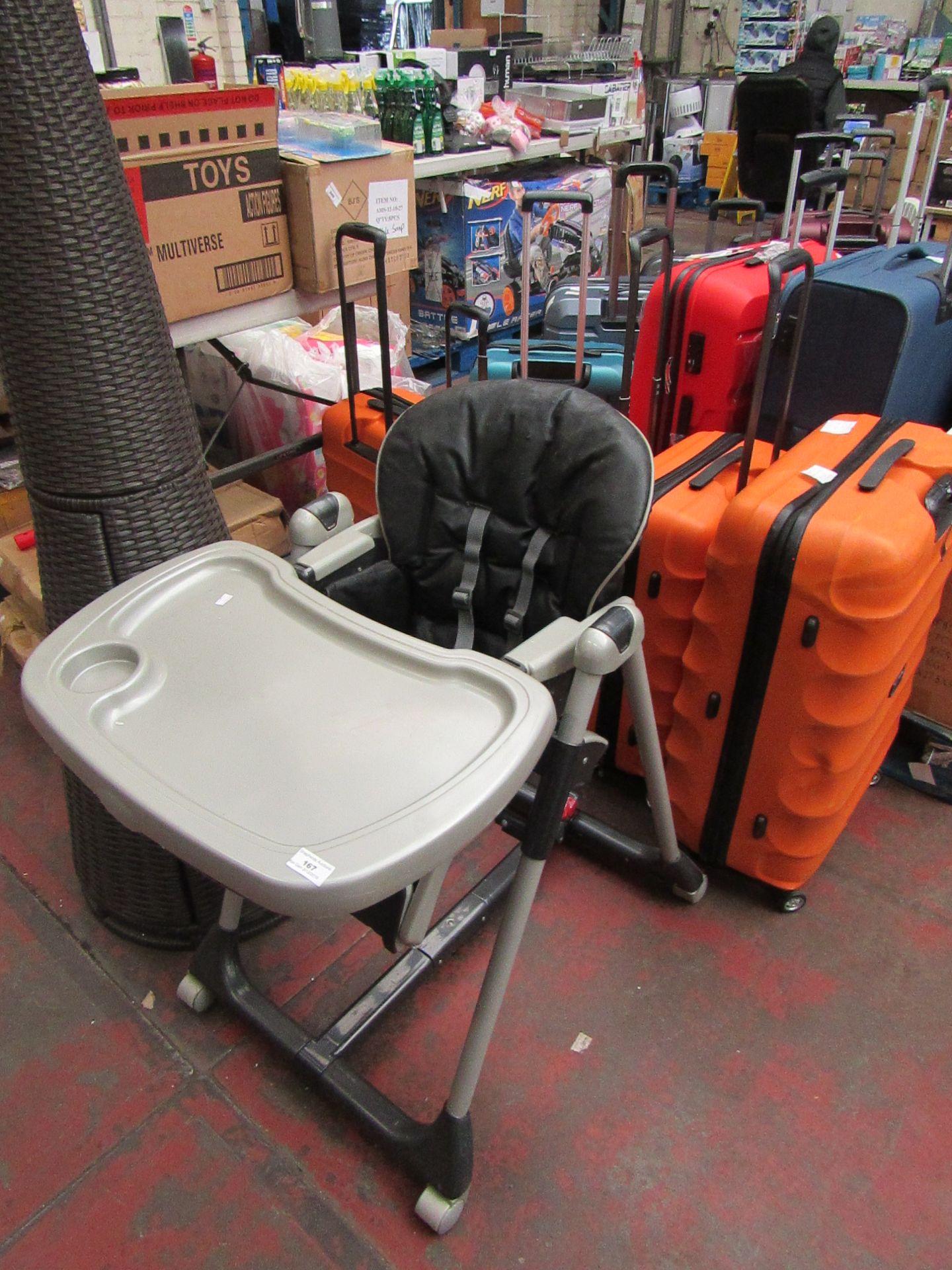 Babies High-chair, on rollers, see picture for design.