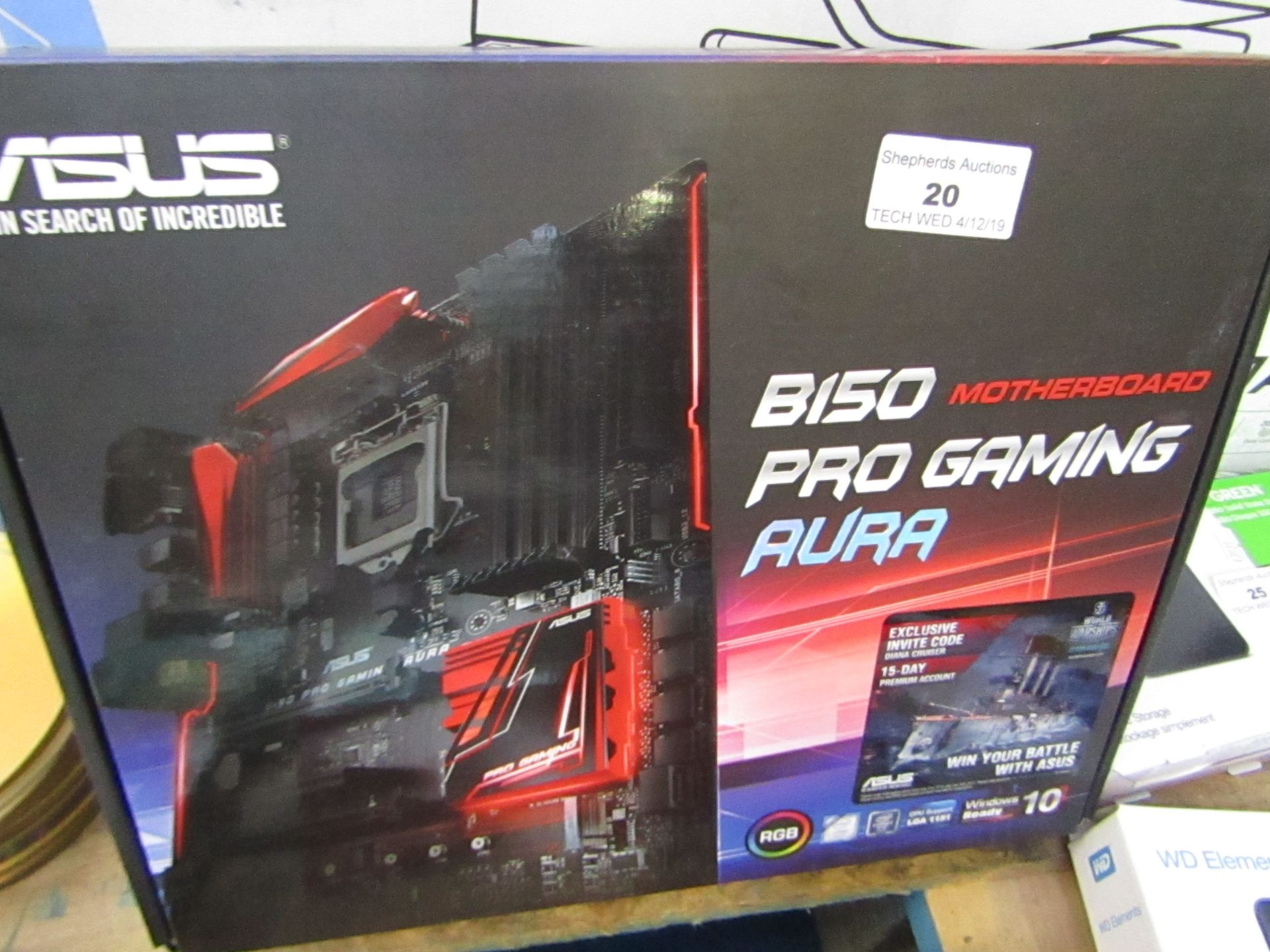 Asus B150 Pro gaming Aura Mouthe board, boxed and unchecked, RRP £190