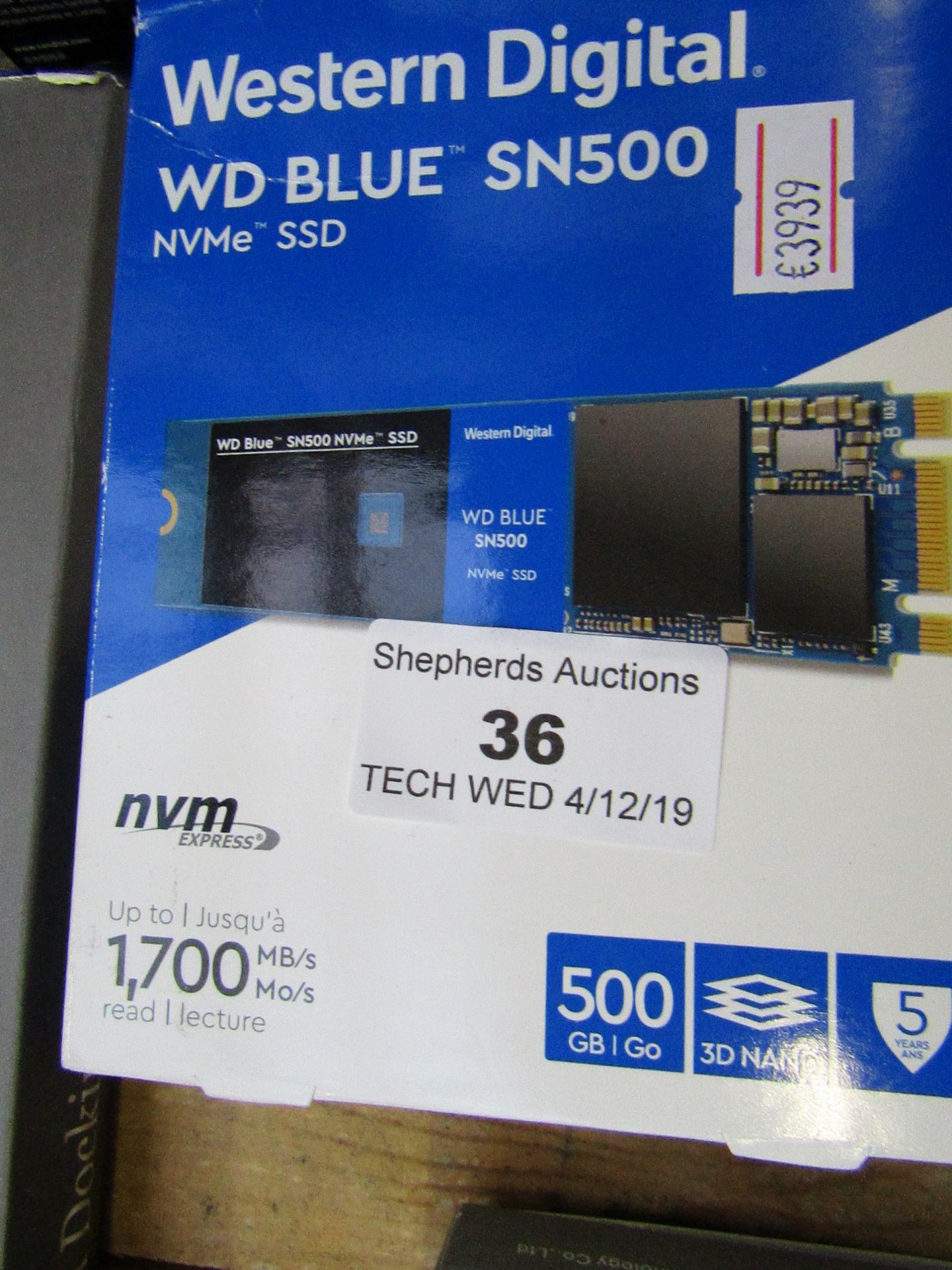 Western Digital WD Blue SN500 500BB SSD, boxednad unchecked.