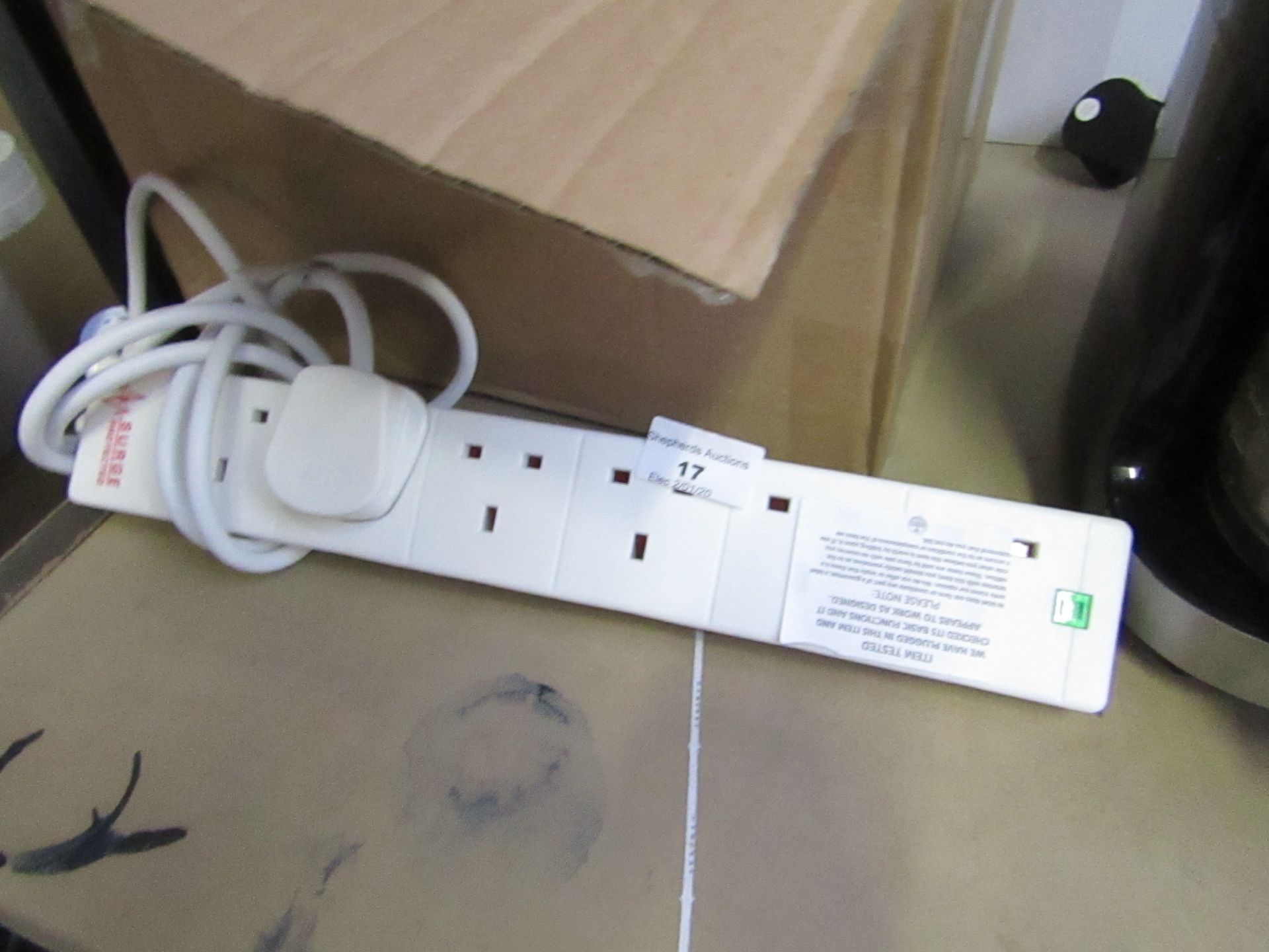 Extension lead - With 6 Plugs compatibility - (White) - Tested working.