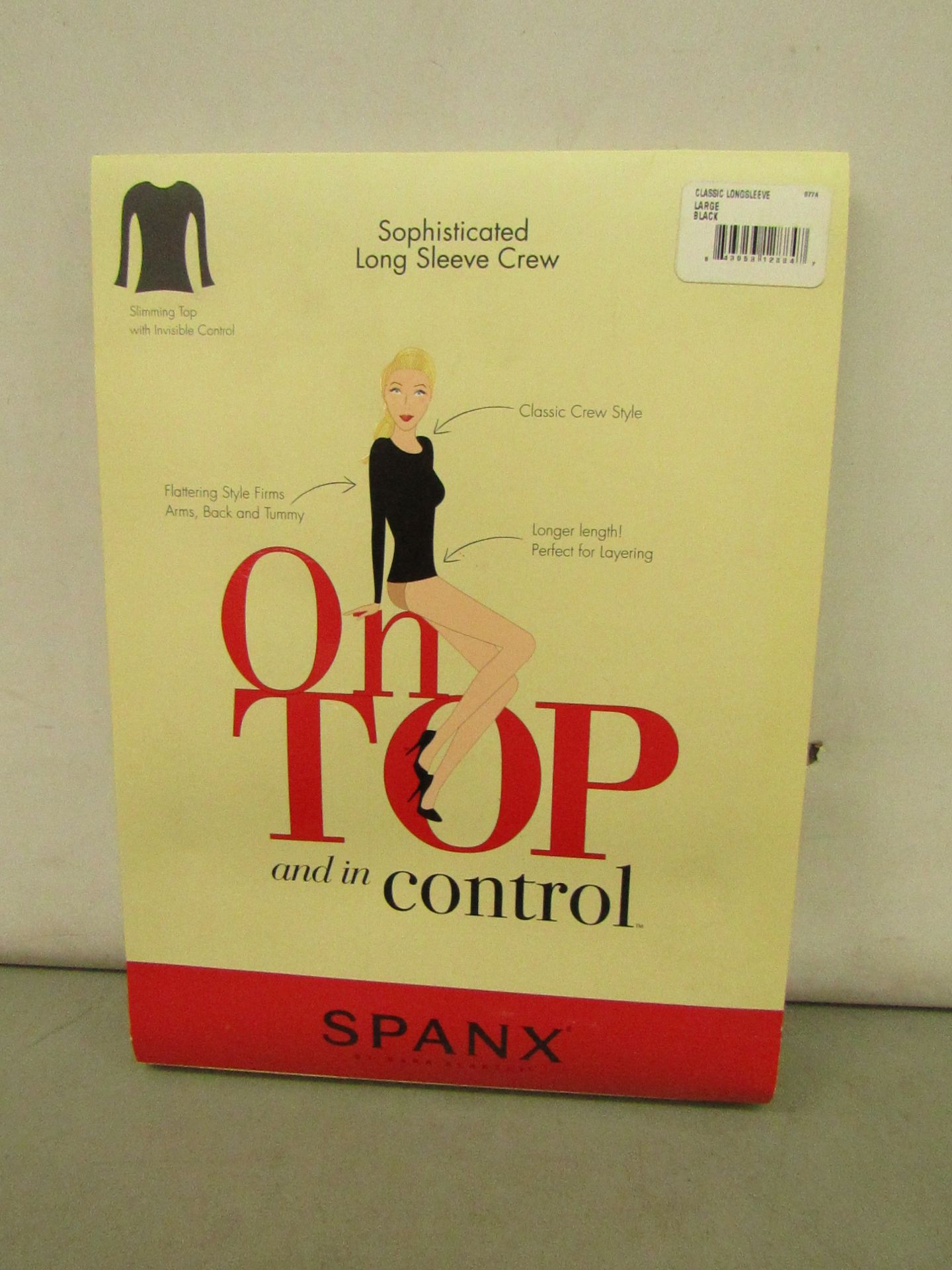 Spanx On Top Control Black Classic Long Sleeve Top size L (14 ) RRP £32 on ebay new with tag &
