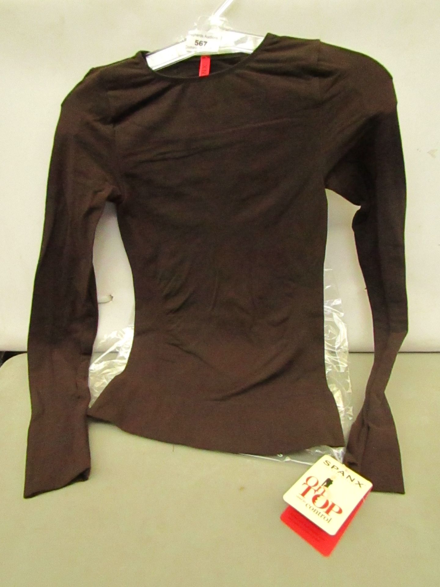 Spanx on Top & In Control Bittersweet Classic Long Sleeve Scoop Neck Top size S (8/10) RRP £29.99 on