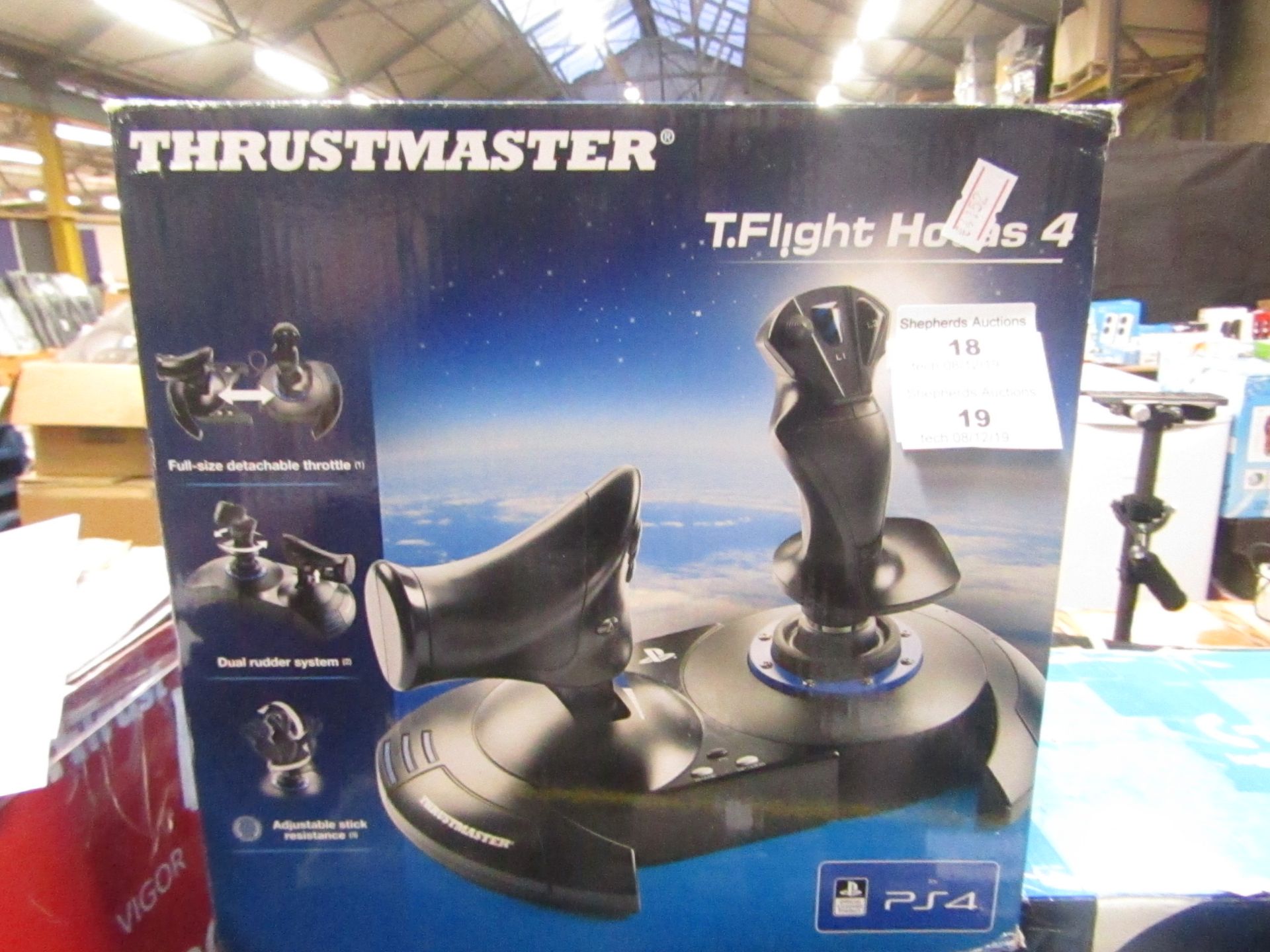 Thrustmaster T.Flight Hotas 4 USB joystick for PS4, untested and boxed.