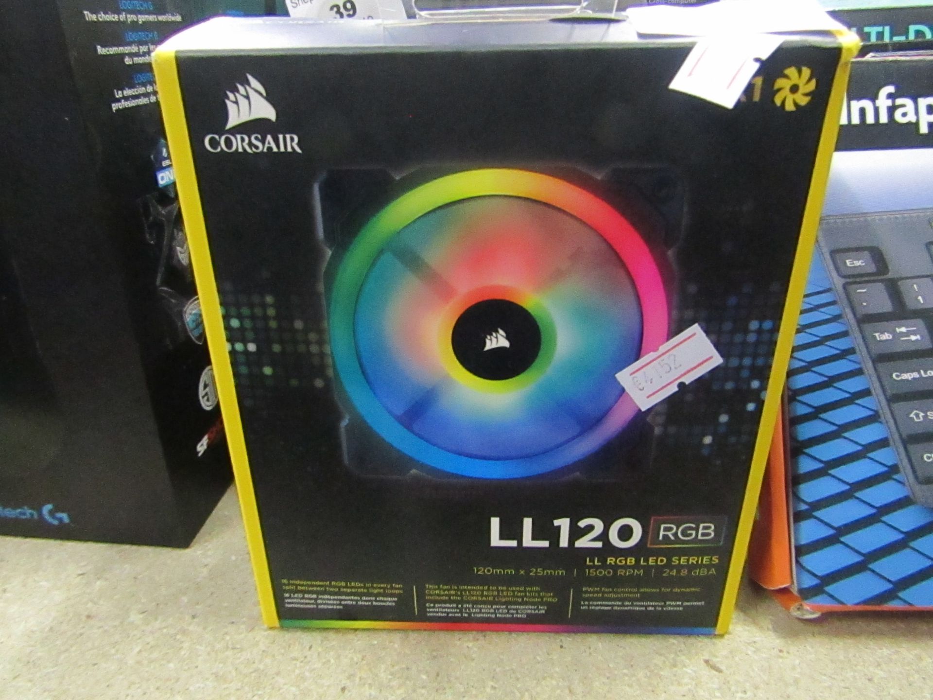 Corsair LL120 RGB 120 x 25mm 1500RPM 24.8dBA fan, untested and boxed.