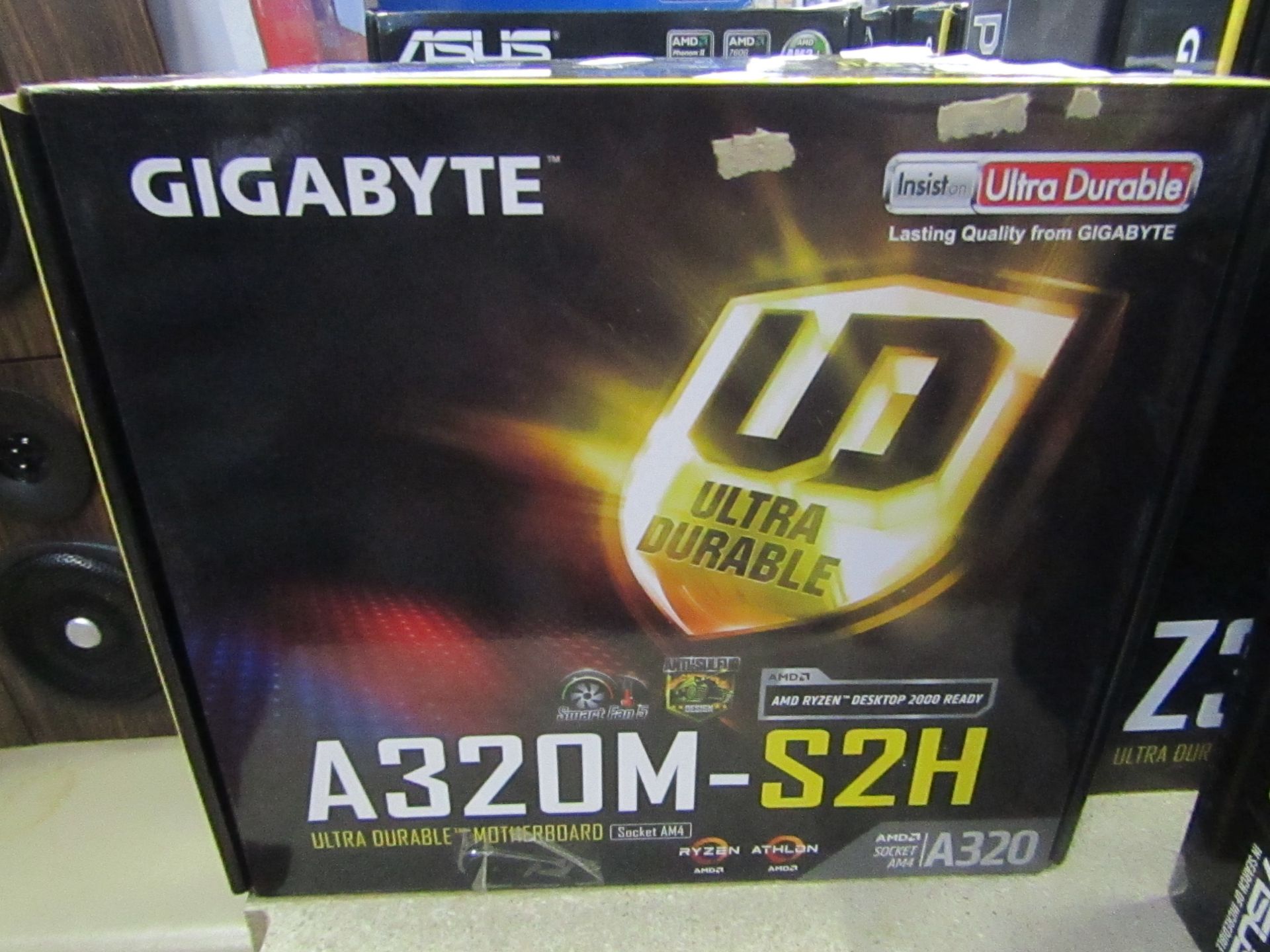 Gigabyte A320M-S2H ultra durable motherboard, untested and boxed.