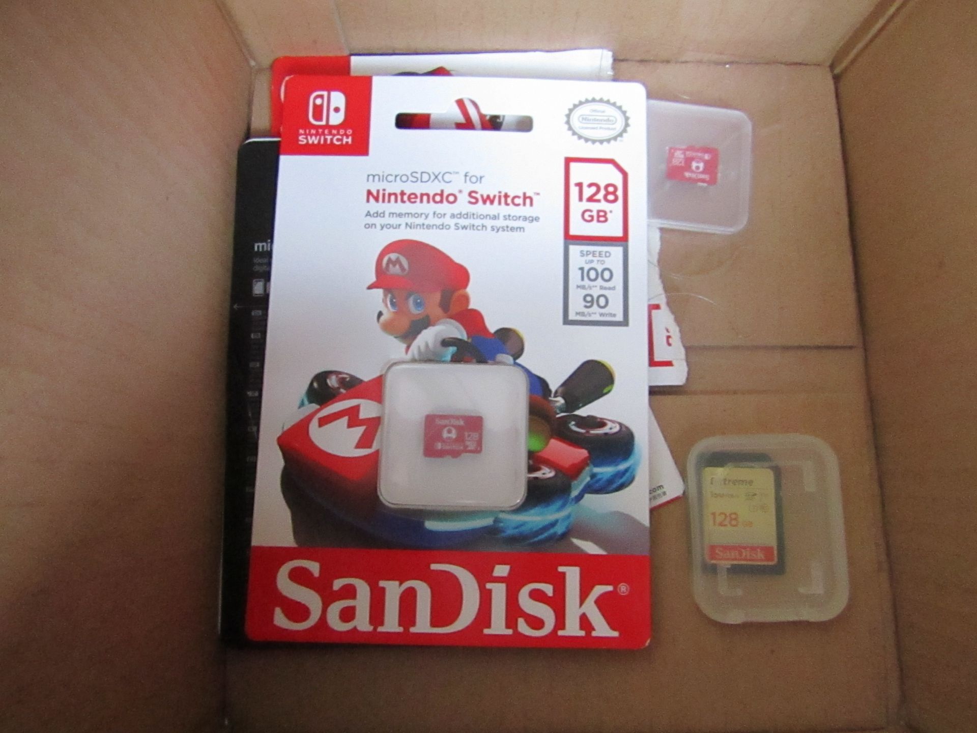 128GB SD card, picked at random so brands/designs may differ, untested.