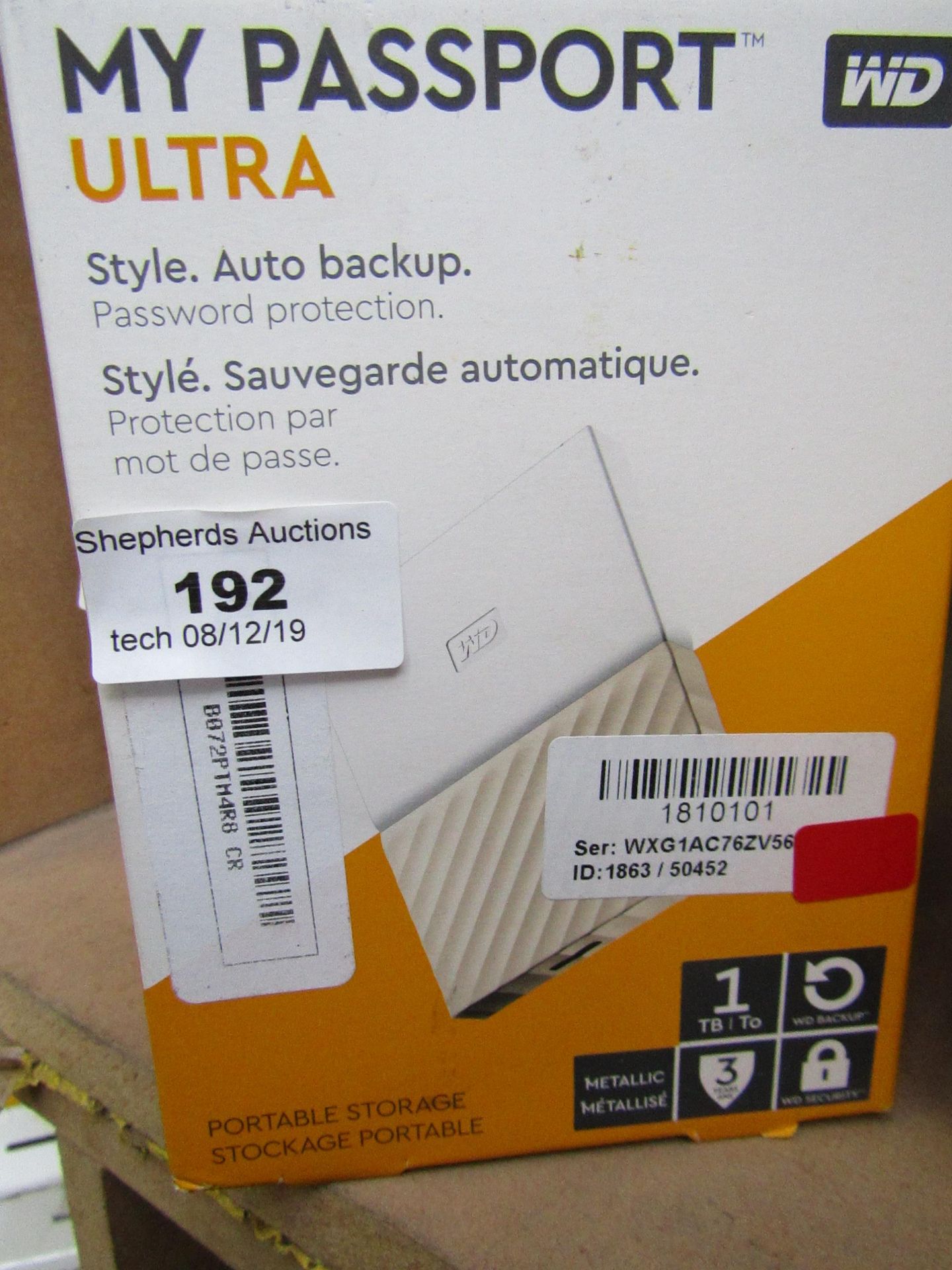 Western Digital portable storage 1TB, untested and boxed.