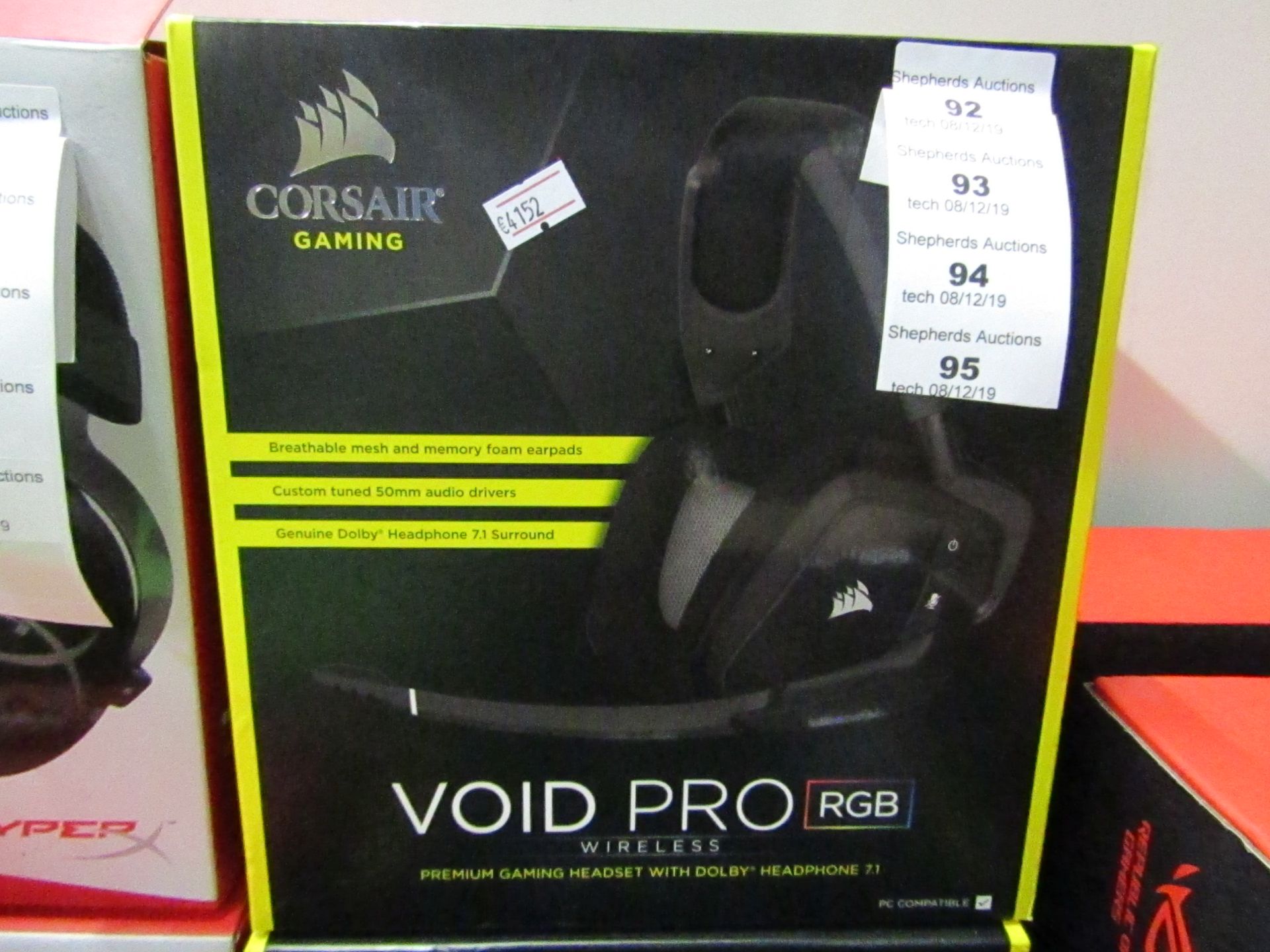 Corsair Gaming VOID Pro RGB wireless premium gaming headset with Dolby 7.1, untested and boxed.