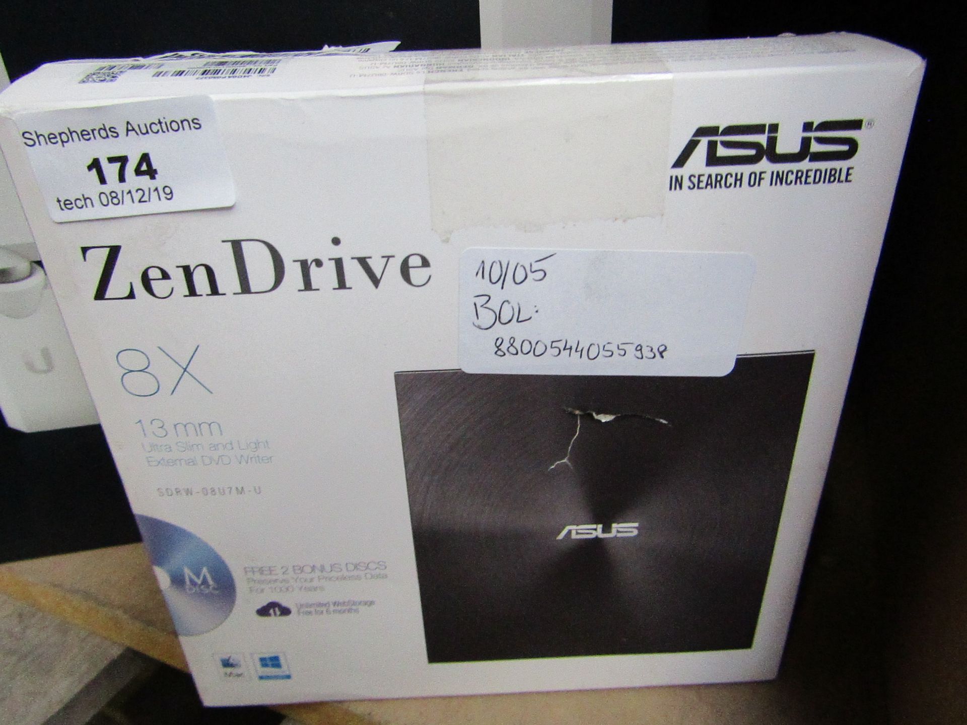 Asus Zen Drive 8X 13mm, untested and boxed.