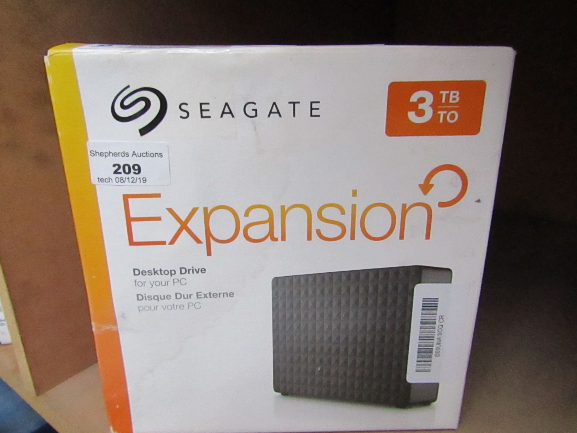 Seagate Expansion desktop drive 3TB, untested and boxed.