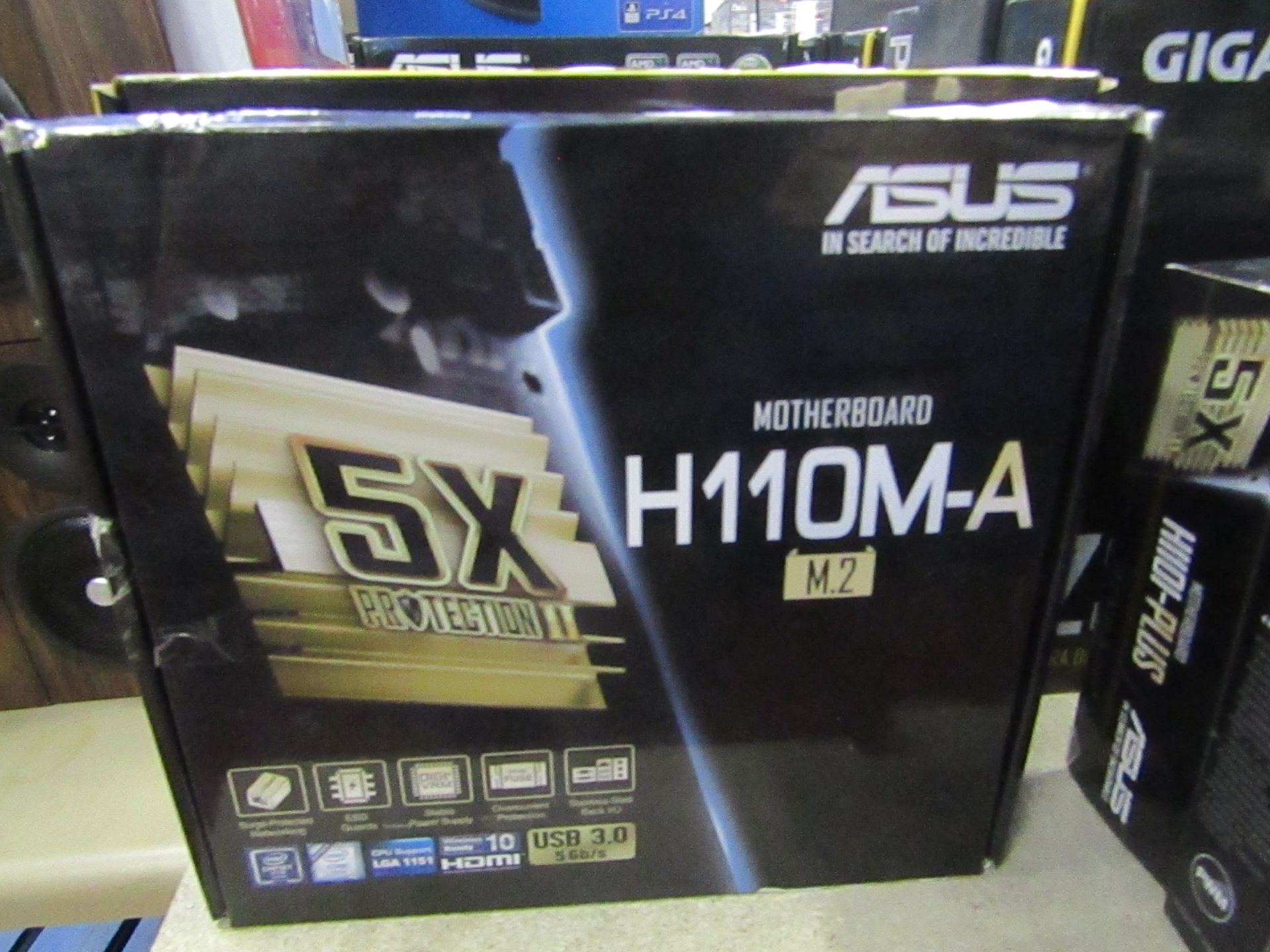 Asus H110M-A M.2 motherboard, untested and boxed.