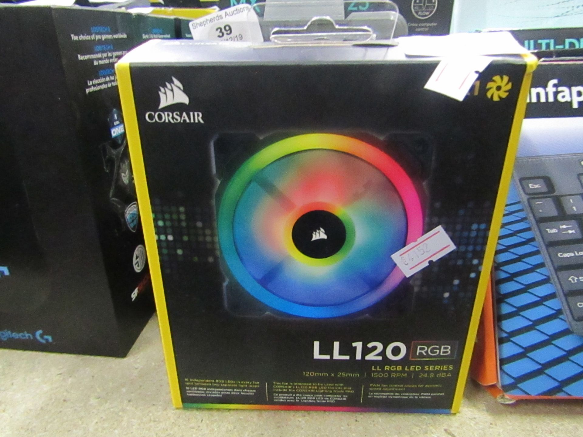 Corsair LL120 RGB 120 x 25mm 1500RPM 24.8dBA fan, untested and boxed.