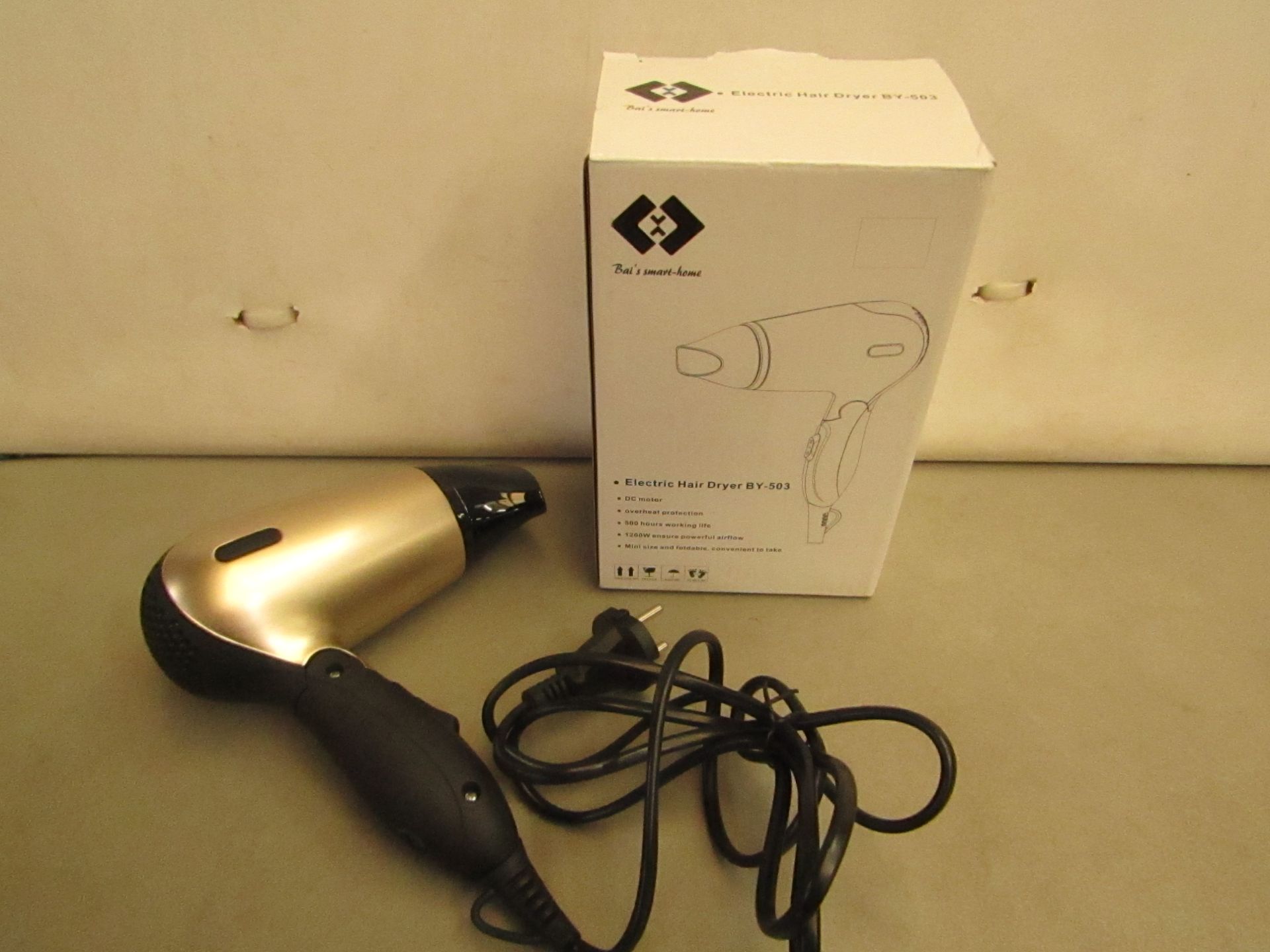4 x Electric Travel Hair Driers. All new &Boxed but have EU plugs on them so will need UK adapters.
