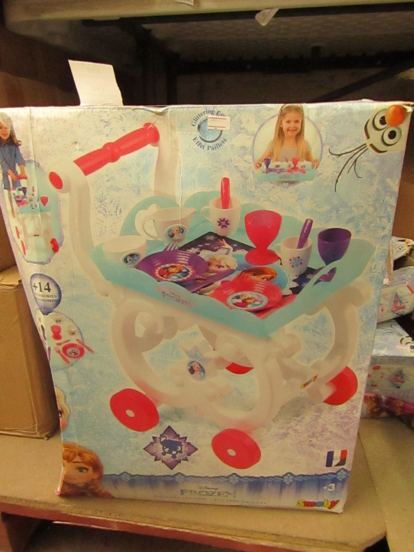 Disney Frozen Tea Time Trolly with accessories. New & Boxed but the box is slightly damaged