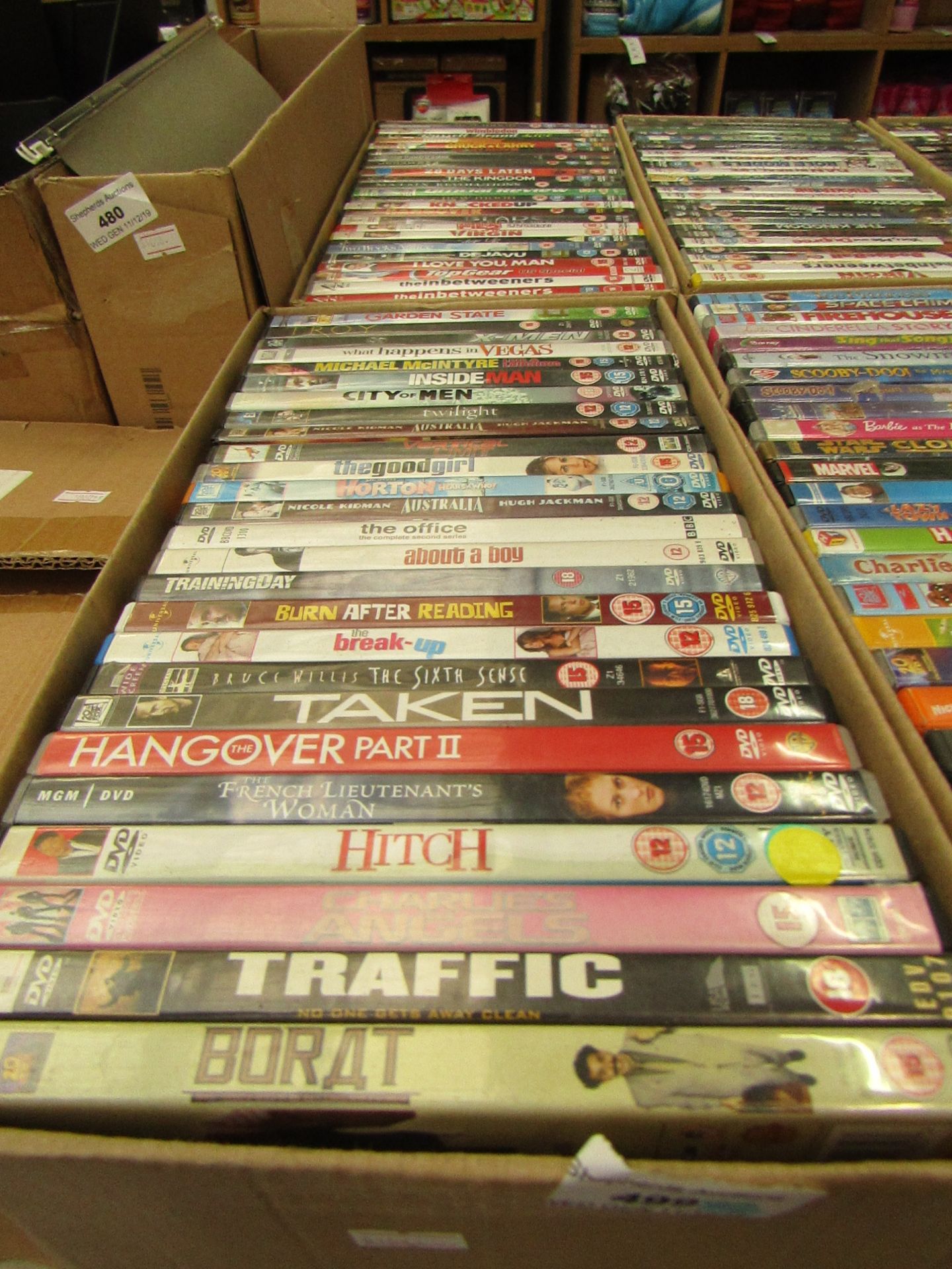 2 Boxes of 25 Mixed DVDS.See Pic for Films