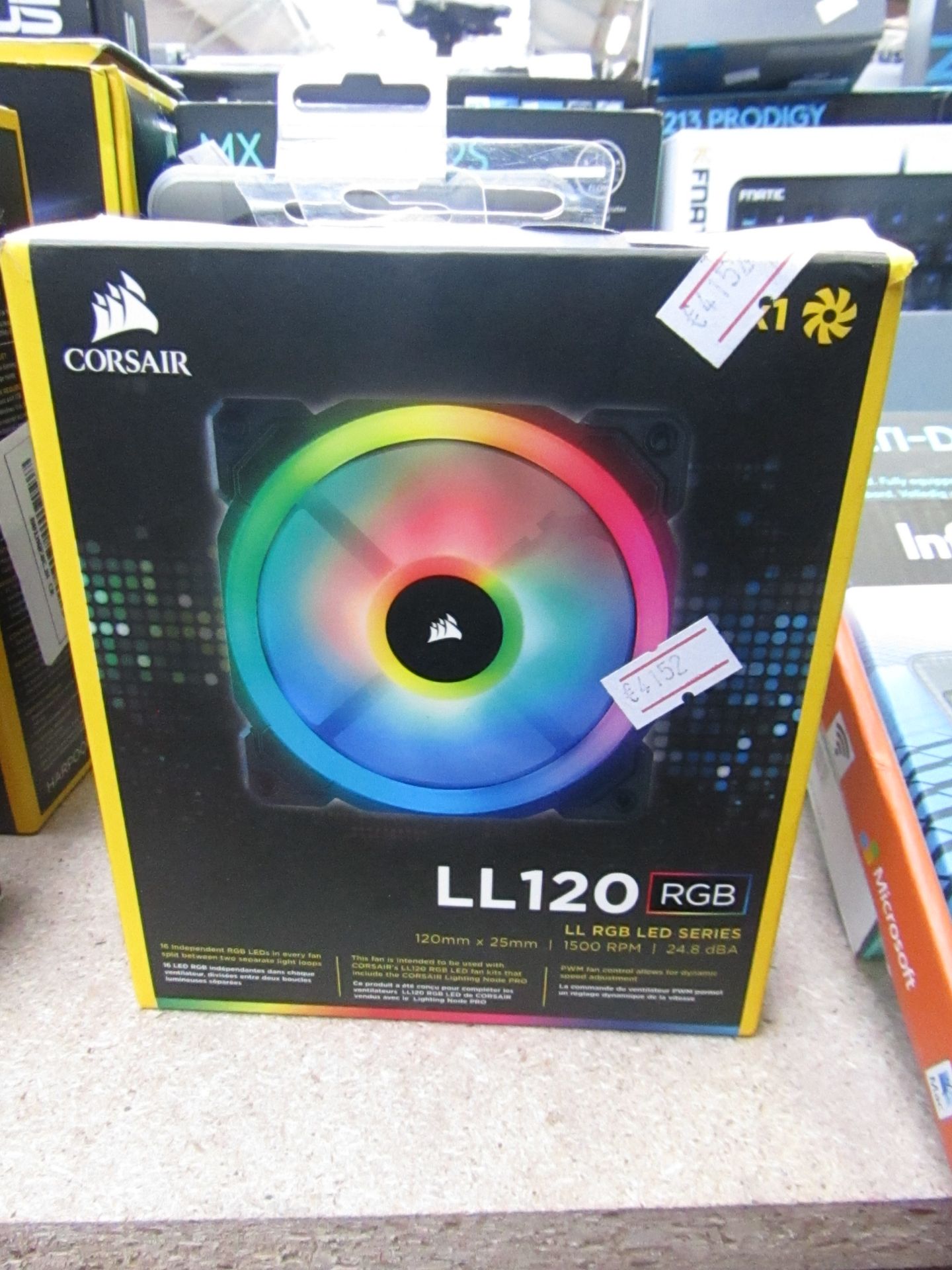 Corsair LL120 RGB 120 x 25mm 1500RPM 24.8dBA fan, untested and boxed.