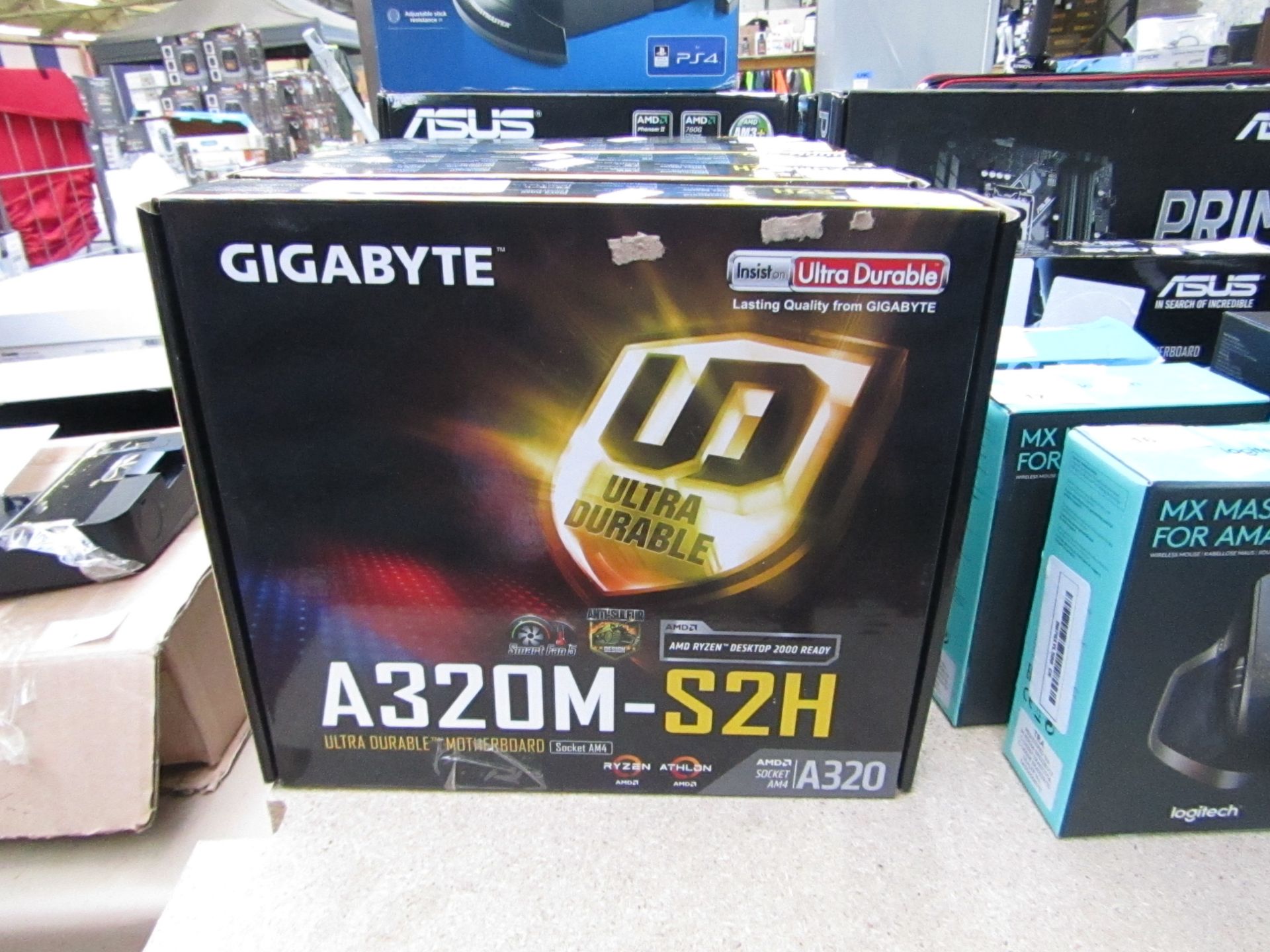 Gigabyte A320M-S2H ultra durable motherboard, untested and boxed.