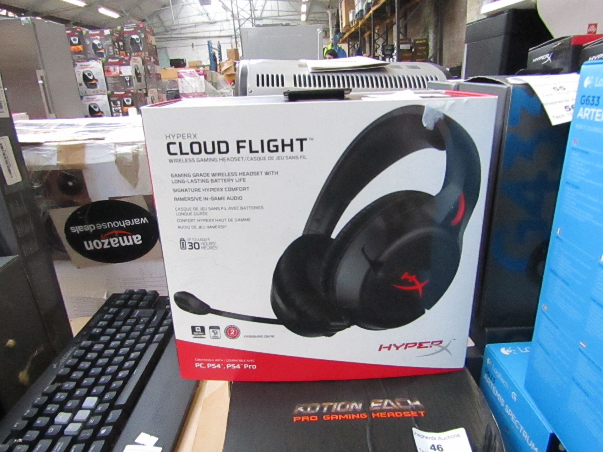 Hyper X cloud flight wireless gaming headset, untested and boxed.