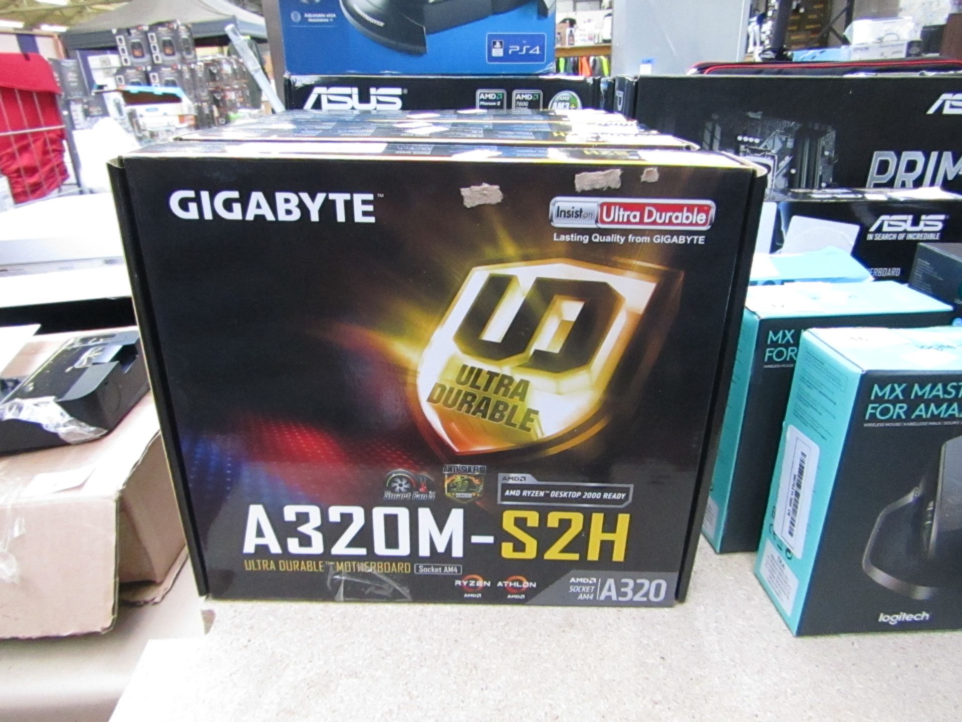 Gigabyte A320M-S2H ultra durable motherboard, untested and boxed.