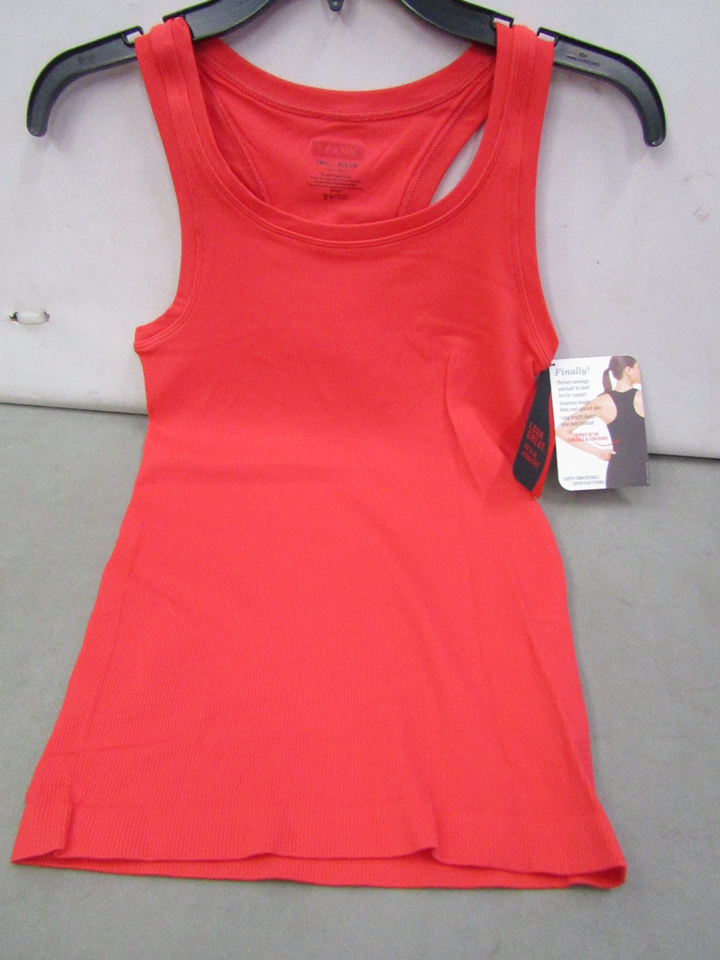 Spanx by Sara Blackely Ribbed Raceback Tank Orange Burst size S/M RRP £28 on ebay new with tag &