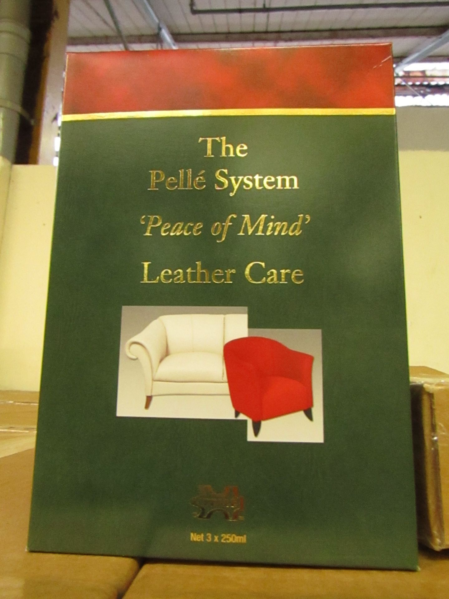 The Pelle System 'Peace of Mind' Leather Care Kits. 3 x 250ml. New & Boxed