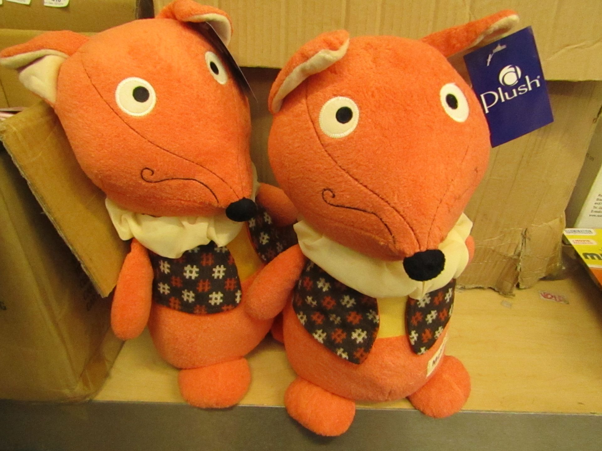 2 x Plush Fox Teddies. New with tags. Ideal Stocking fillers.