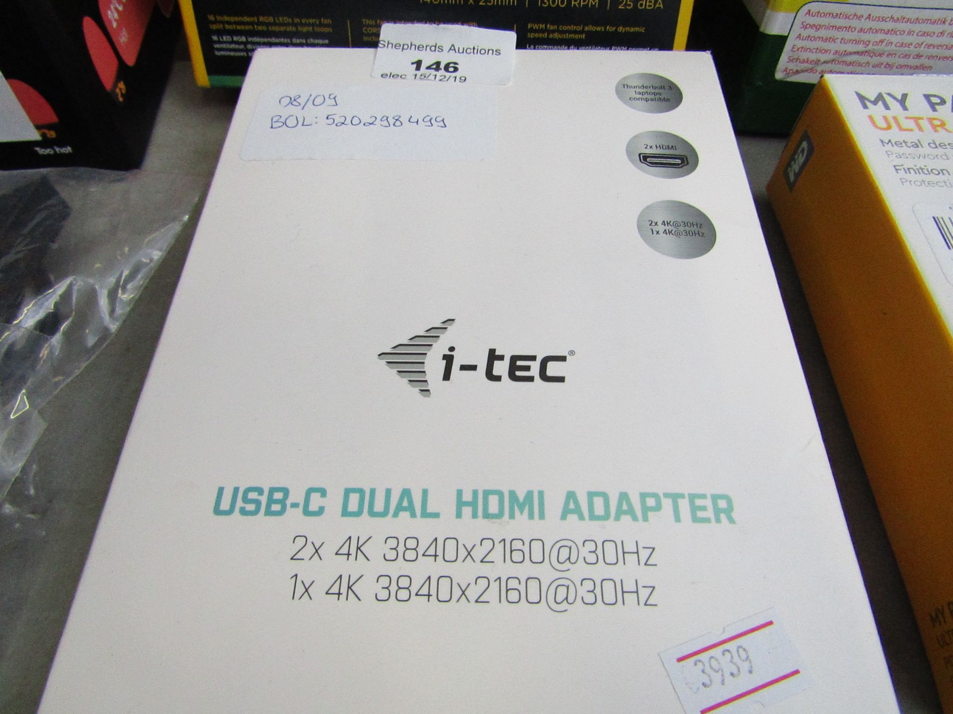 i-tec - USB-C Dual HDMI Adapter, untested and boxed.