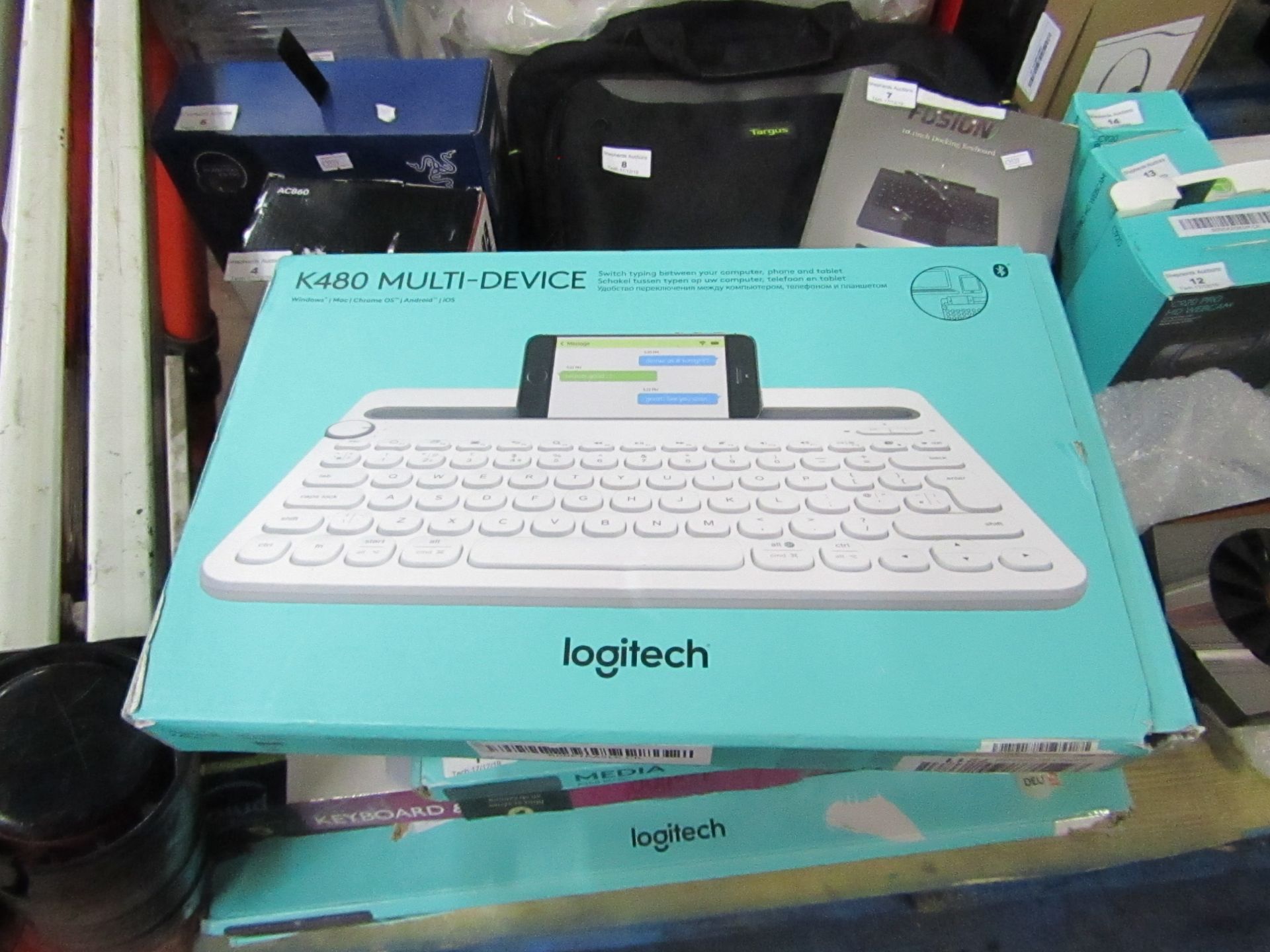 Logitech K480 multi-device keyboard, untested and boxed.