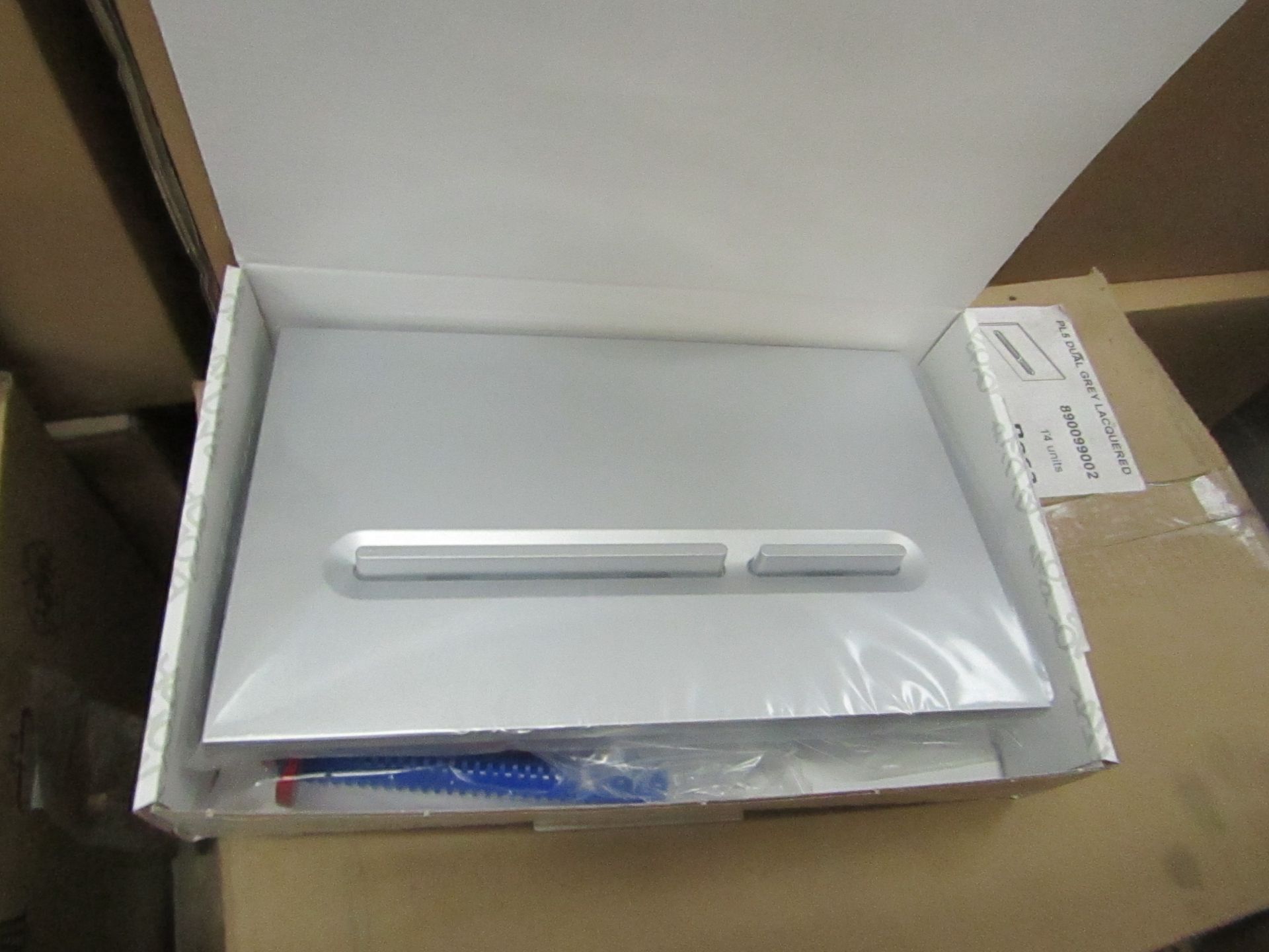 Roca PL5 grey lacquered Dual Flush plate, new and boxed.