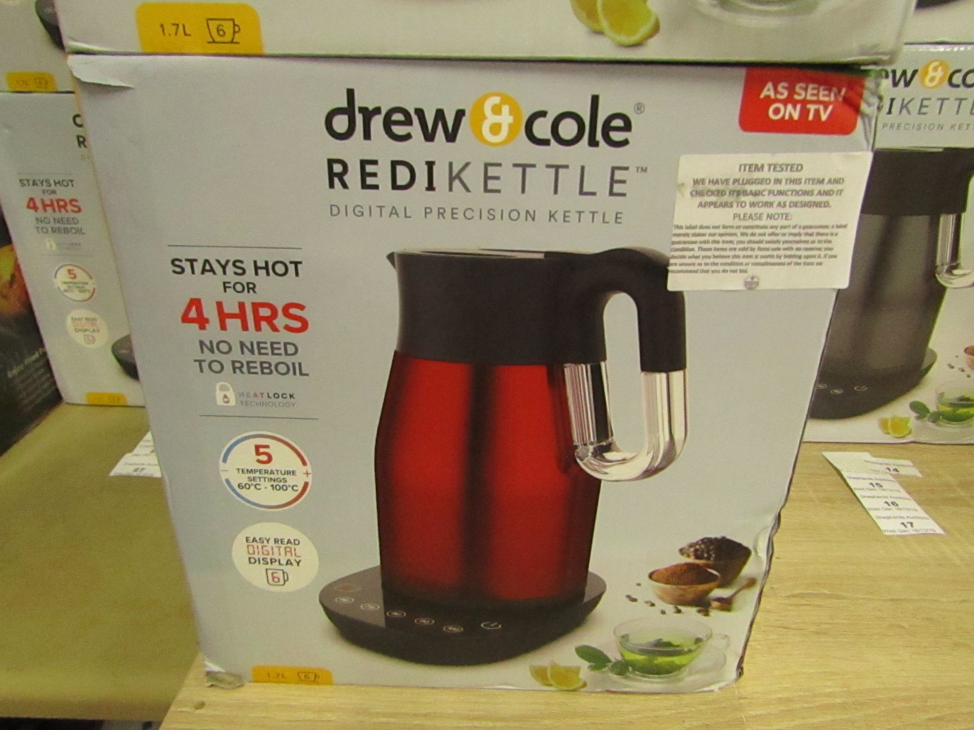 Drew and Cole Red Redi Kettle 1.7L, tested working and boxed |SKU C5060541513594 |RRP œ69:00 | total