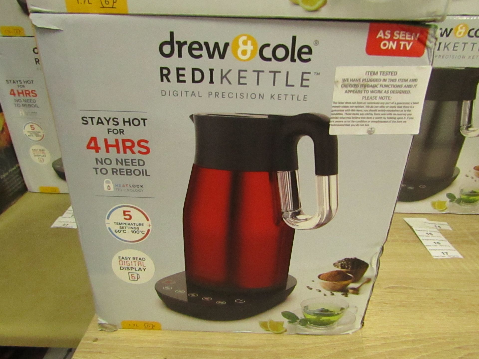 Drew and Cole Red Redi Kettle 1.7L, tested working and boxed |SKU C5060541513594 |RRP œ69:00 | total