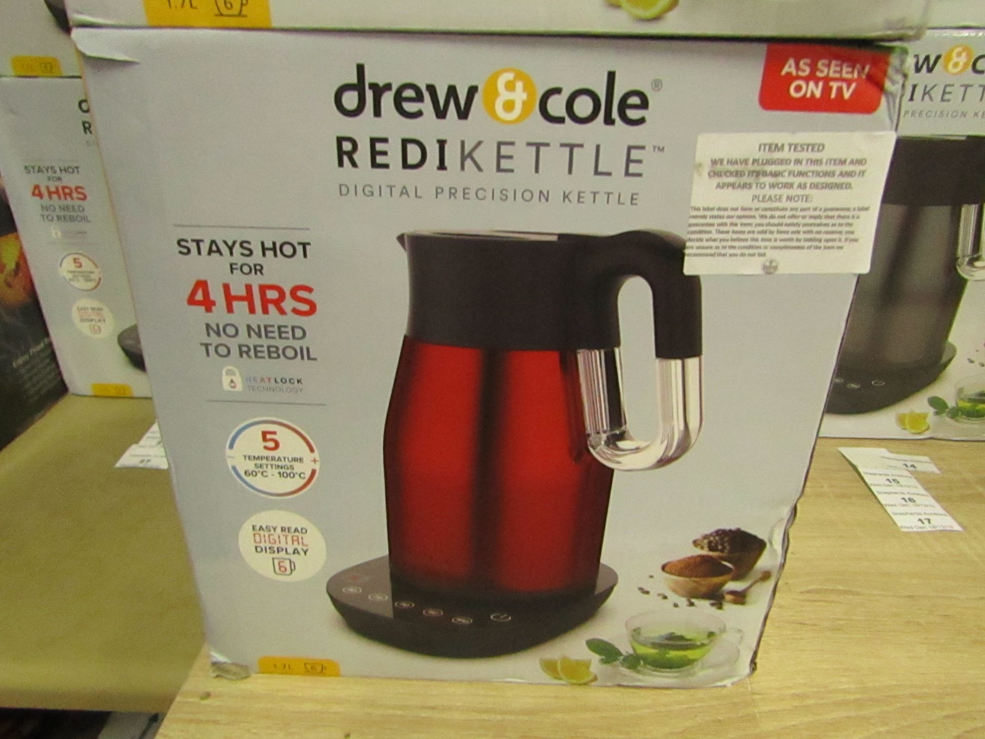 Drew and Cole Red Redi Kettle 1.7L, tested working and boxed |SKU C5060541513594 |RRP œ69:00 | total