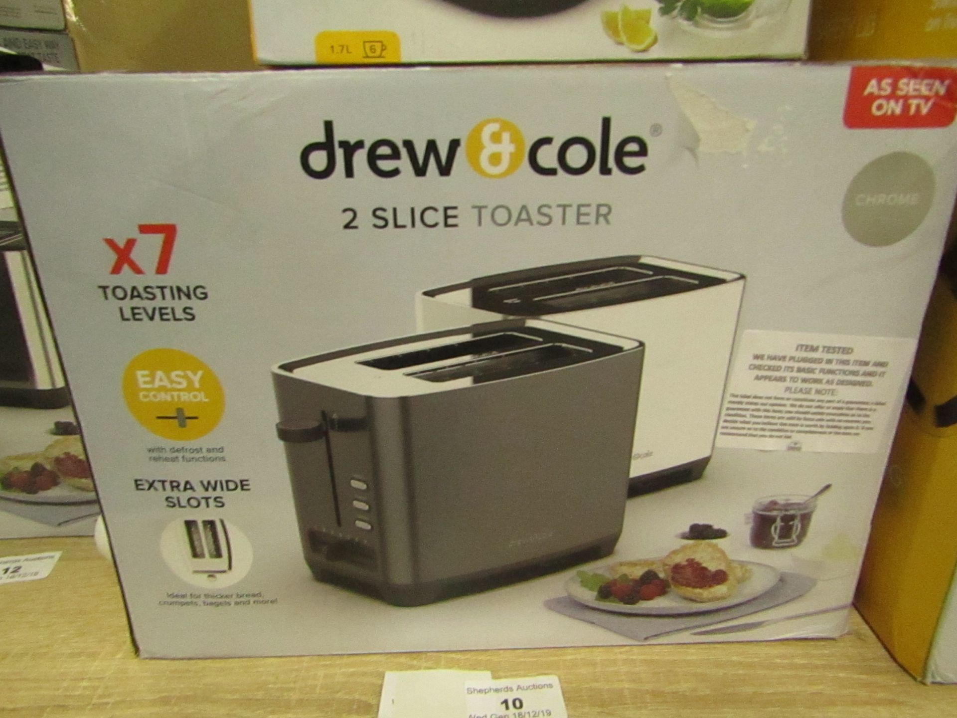 Drew and Cole Chrome 2 slice toaster, tested working and boxed |SKU C5060541513860 |RRP œ39:99 |