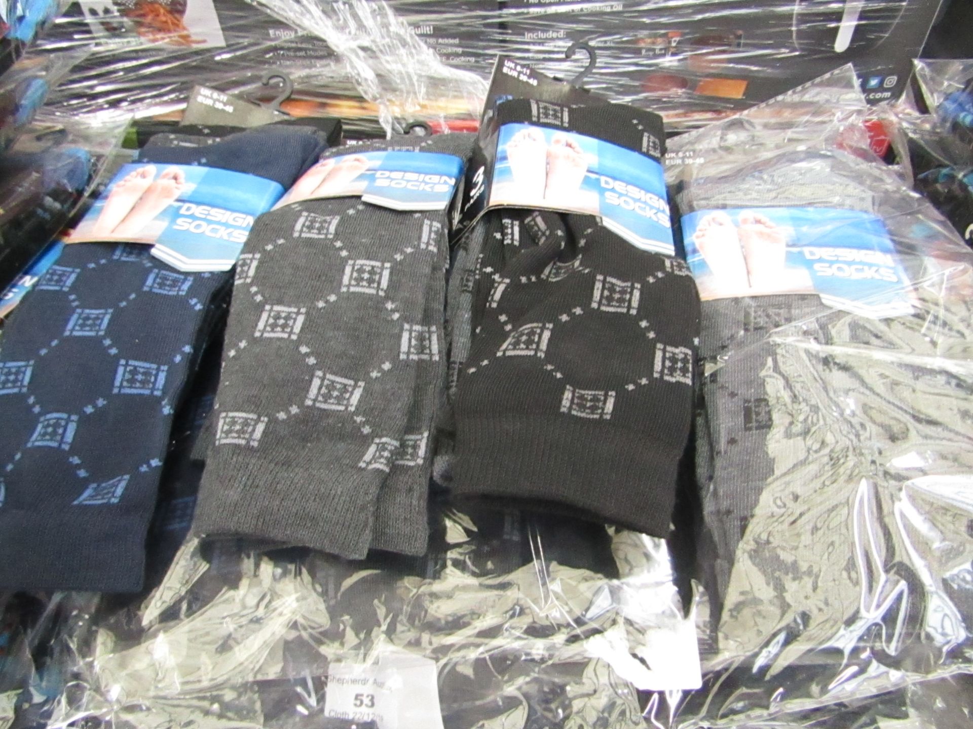 Pack of 12 x  pairs Mens Design Patterned Socks size 6-11 all new in packaging