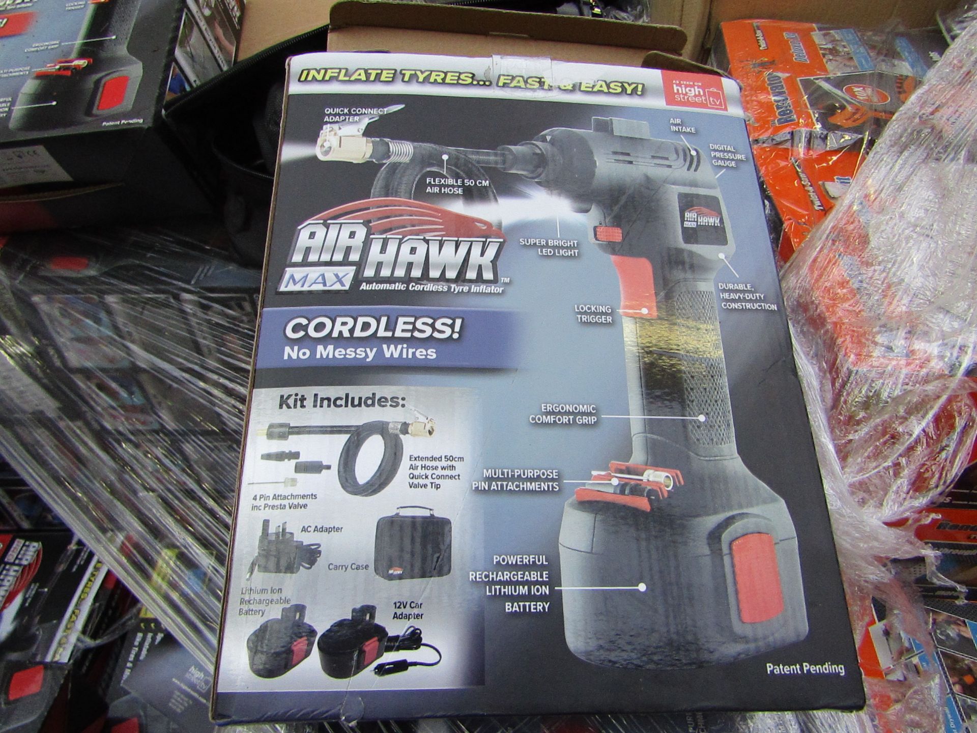 Air Hawk Pro Cordless hand held compressor, tested working and boxed | SKU C5060191466837 | RRP £