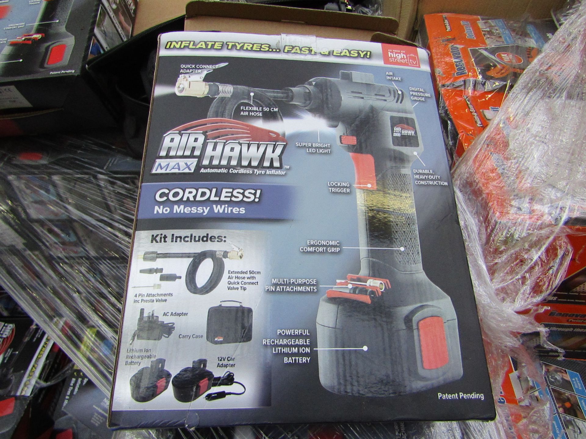 Air Hawk Pro Cordless hand held compressor, tested working and boxed | SKU C5060191466837 | RRP £