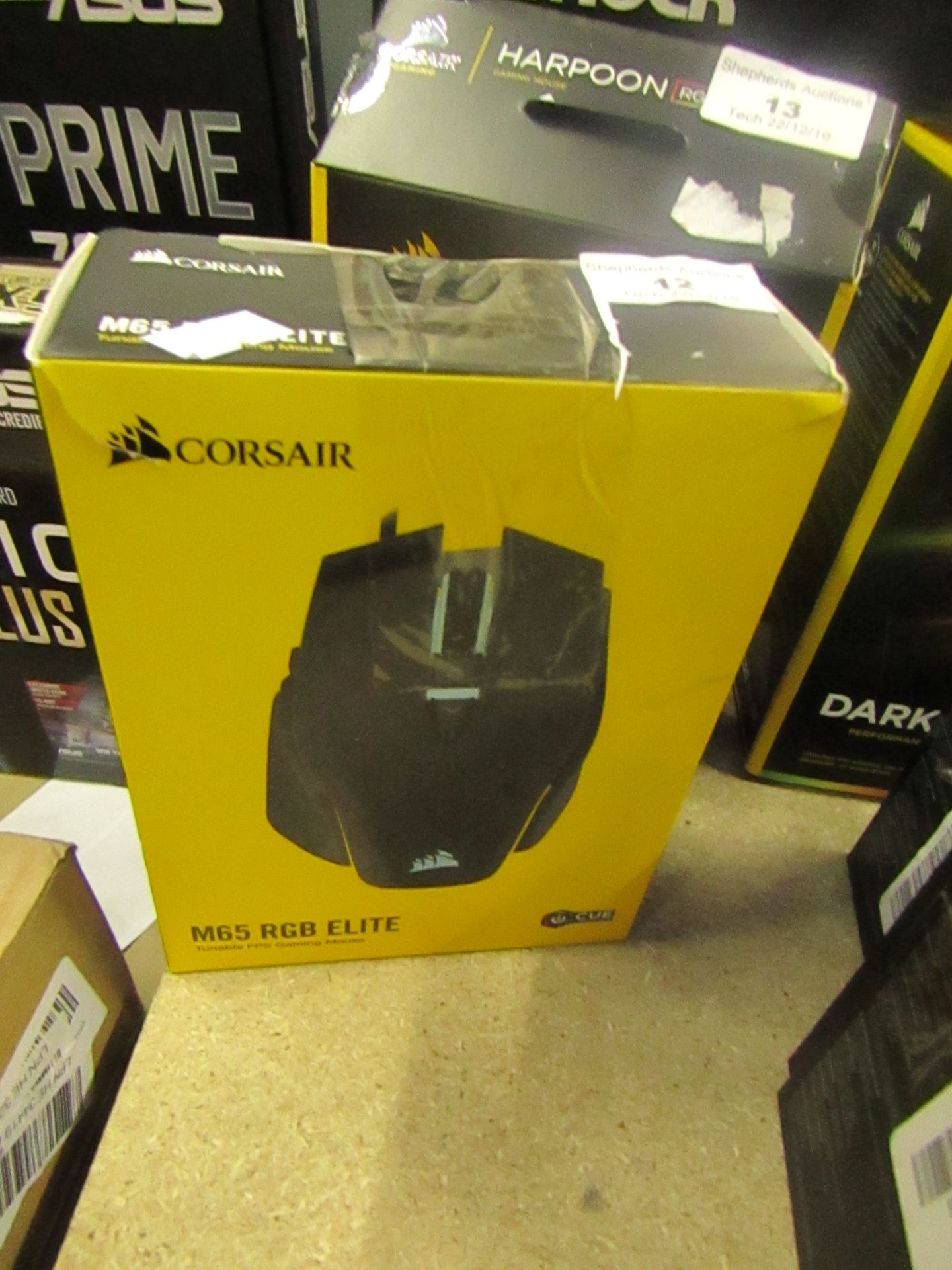 Corsair M65 RGB Elite tunable FPS gaming mouse, untested and boxed.