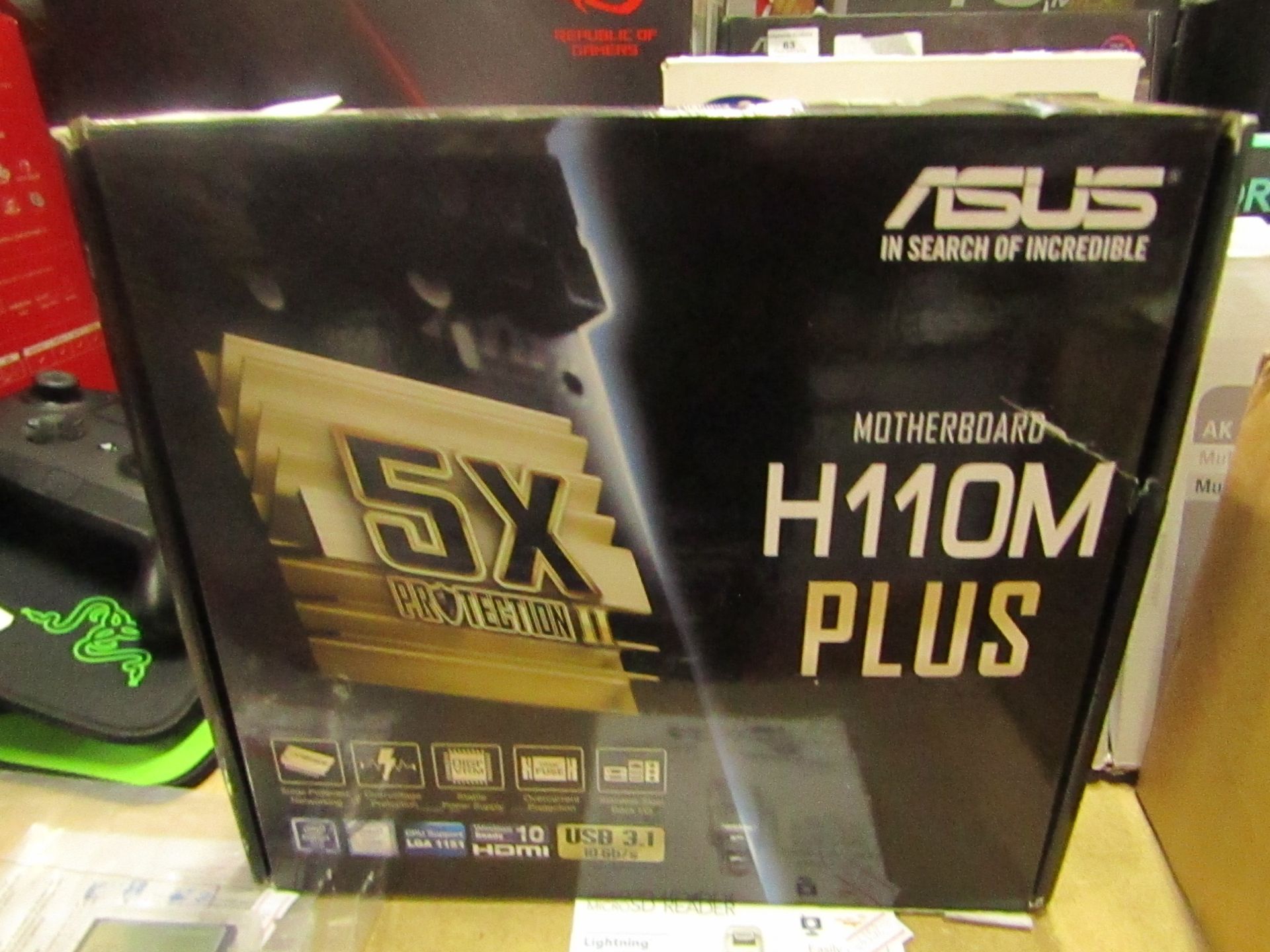 Asus H110M Plus motherboard, untested and boxed.