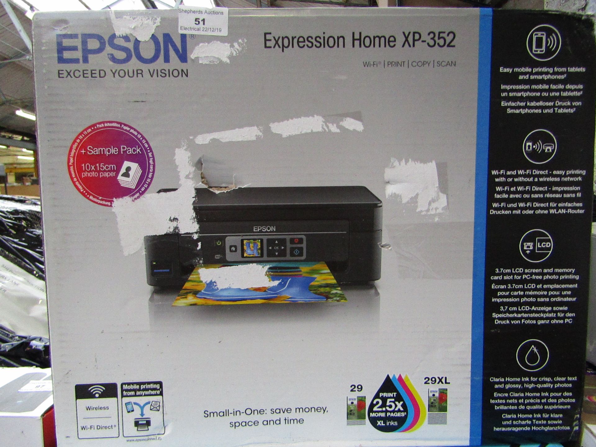 EPSON - Expression home XP-352 Printer, unchecked and boxed.