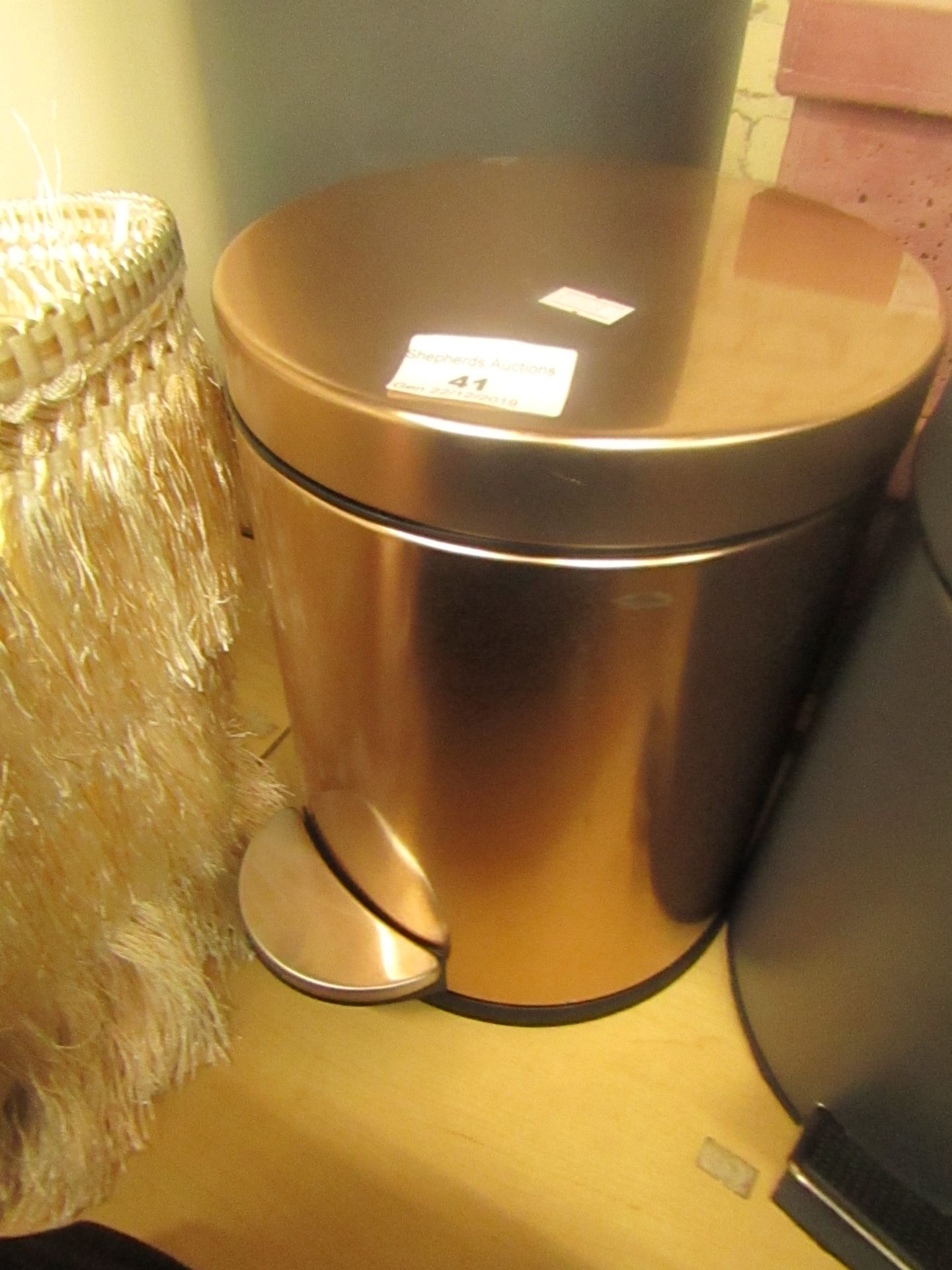 Rose gold mini peddle bin - good condition.