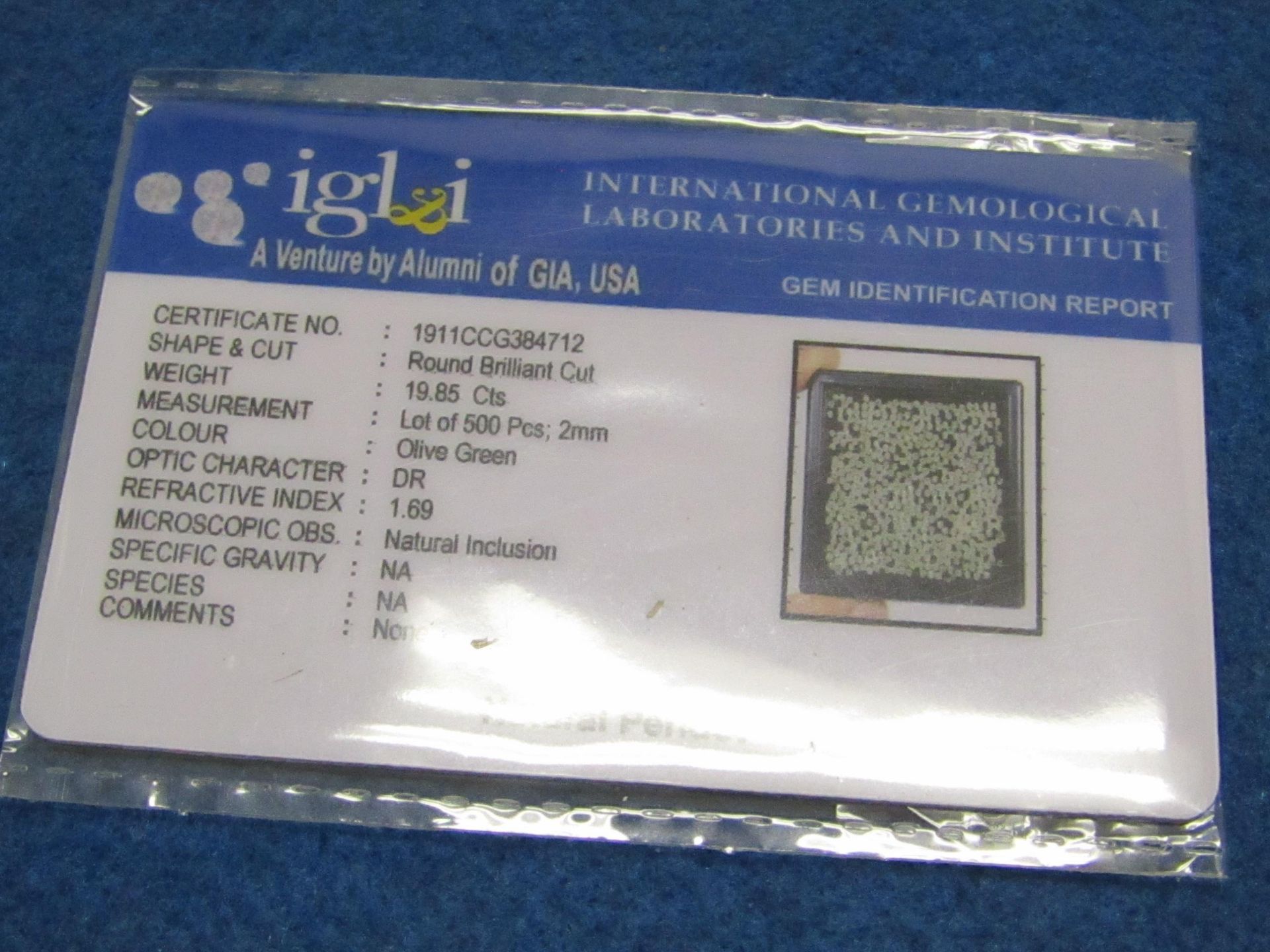 IGL&I Certified, A Company part of the GIA organisation, Natural Peridot 19.85 carat 500 pieces. - Image 2 of 2