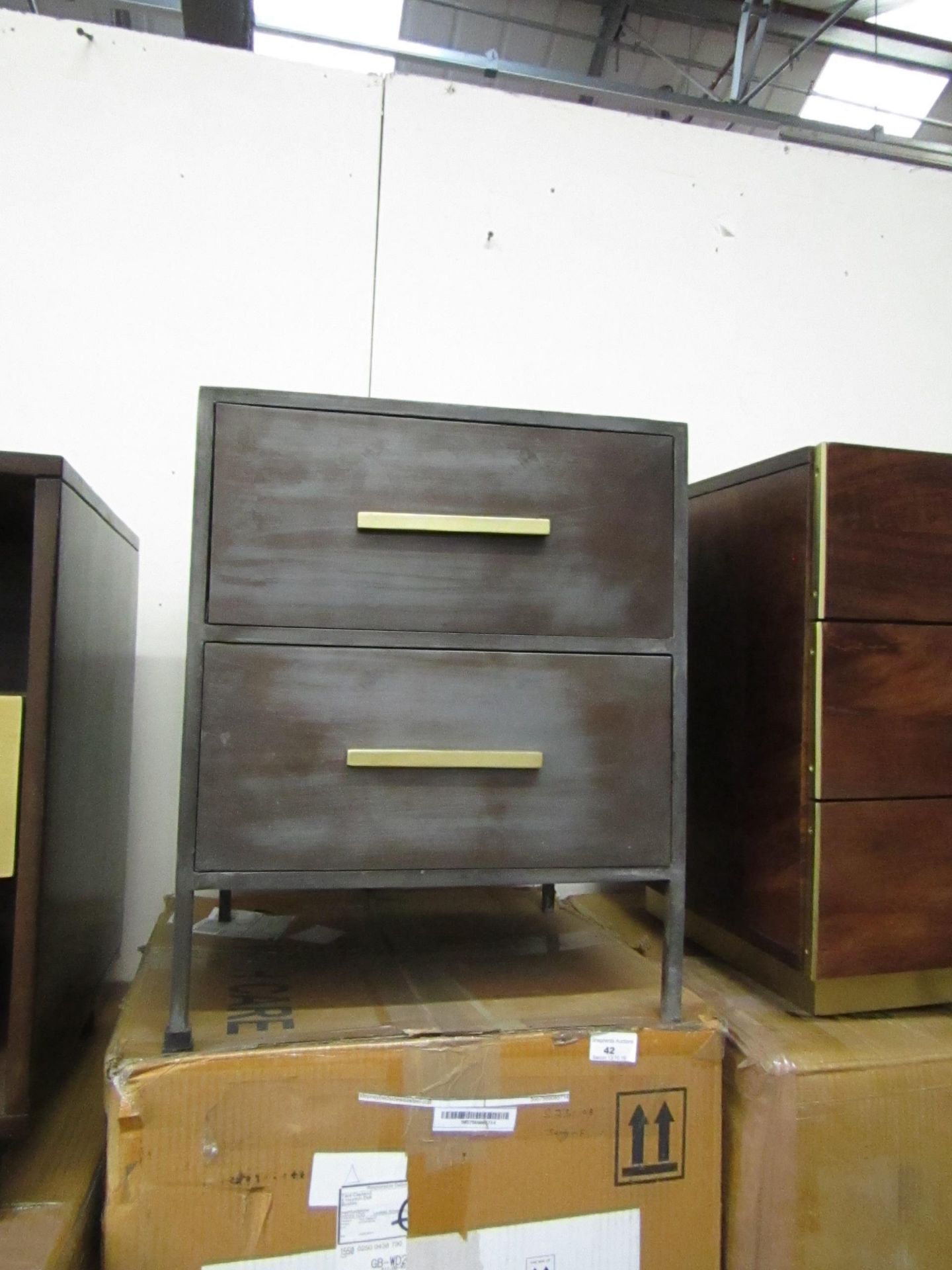 Swoon Stepney Bedside table in weathered steel, boxed, RRP œ179, Please read lot 0 before bidding