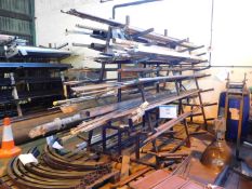 Steel A framed stock rack and contents