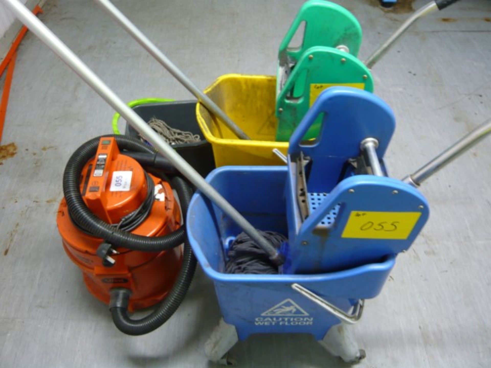 Vax vacuum cleaner and 2 mobile floor mopping buckets